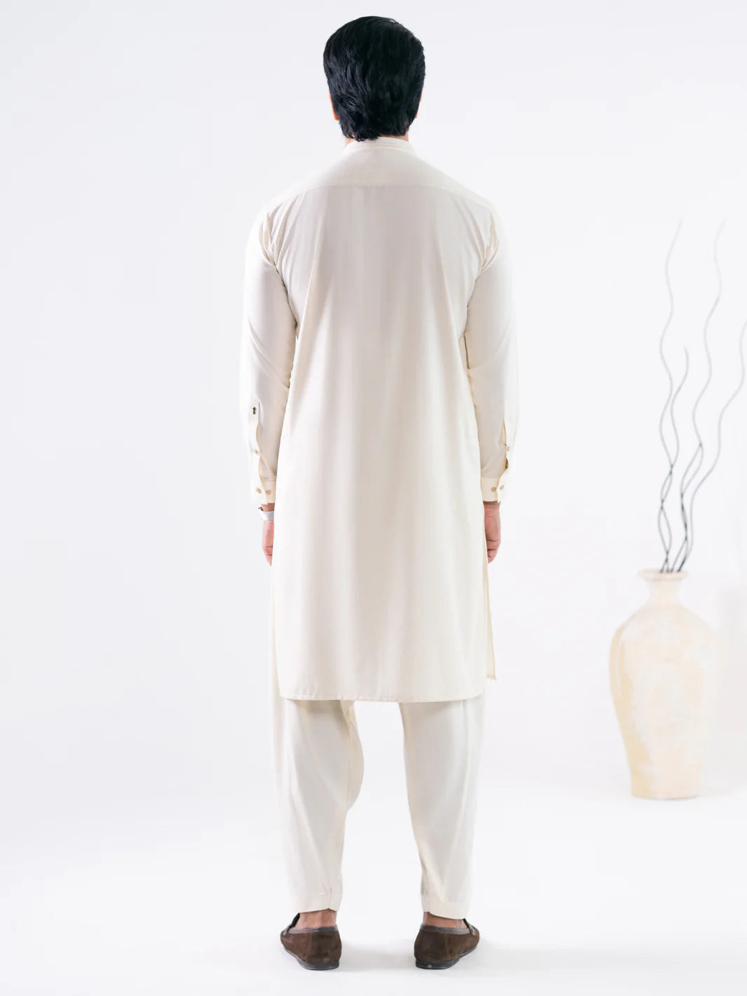 CREAM CUT & SEW KAMEEZ SHALWAR - AL-KS-3340