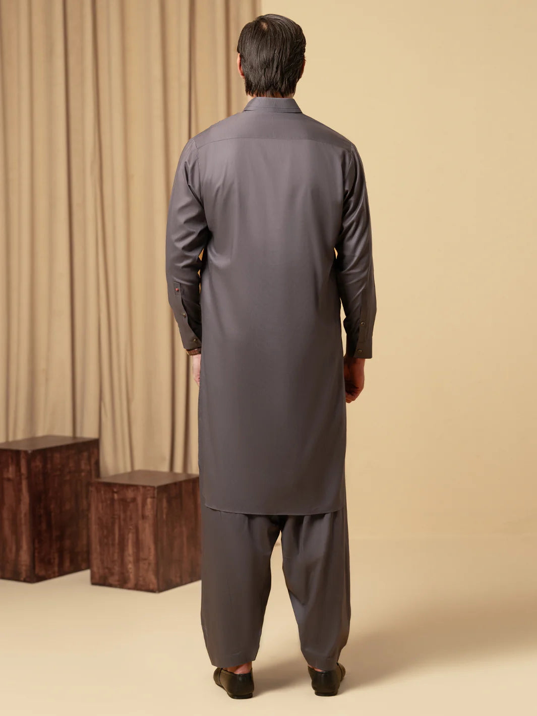 GREY COTTON KAMEEZ SHALWAR - ALWA-KS-576
