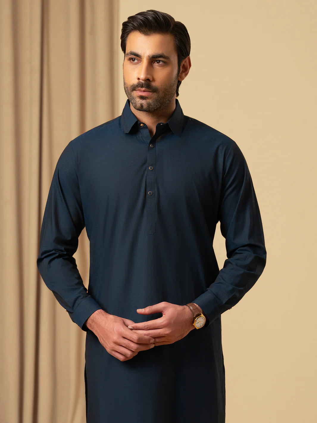 DARK BLUE COTTON KAMEEZ SHALWAR - ALWA-KS-596