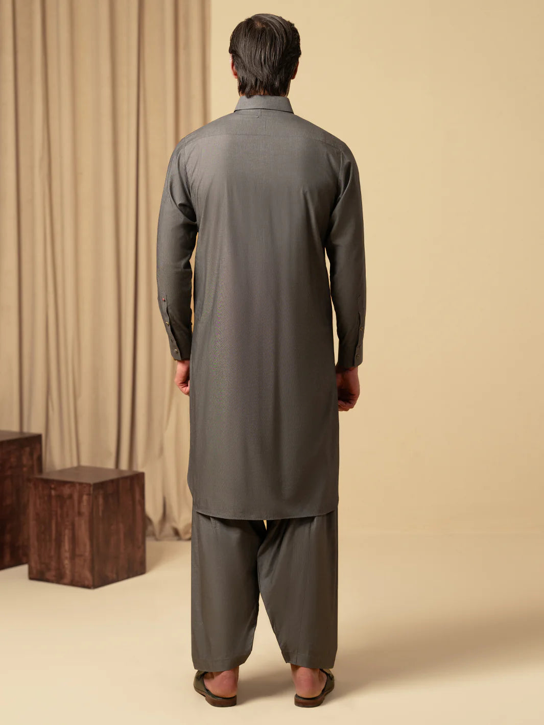 GREY COTTON KAMEEZ SHALWAR - ALWA-KS-597