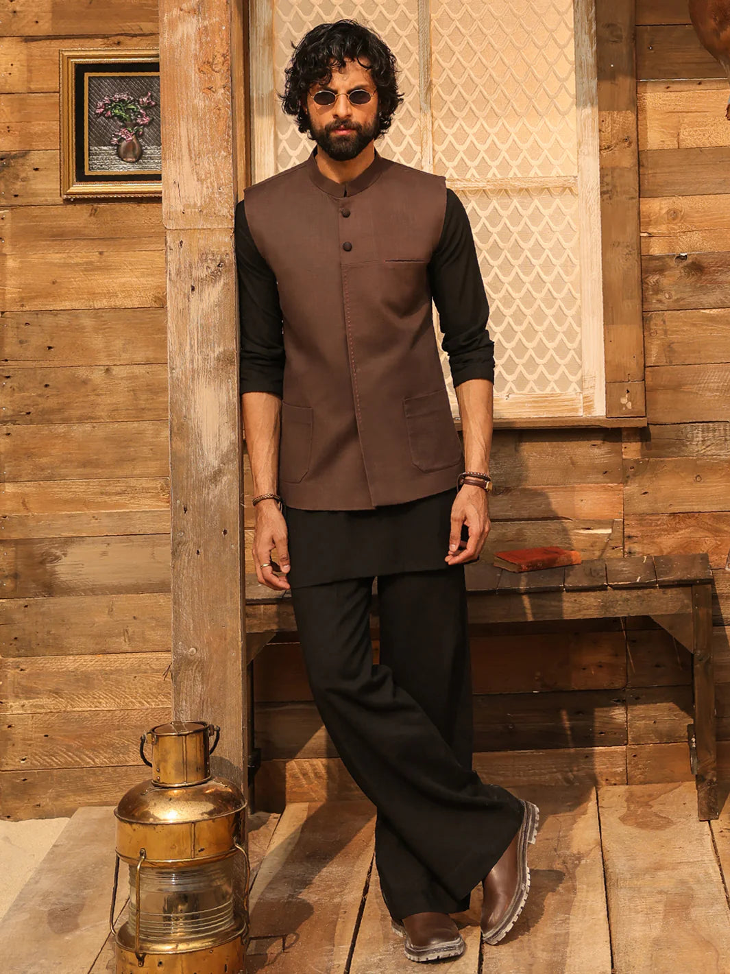 BROWN COTTON WAISTCOAT - AL-WC-610