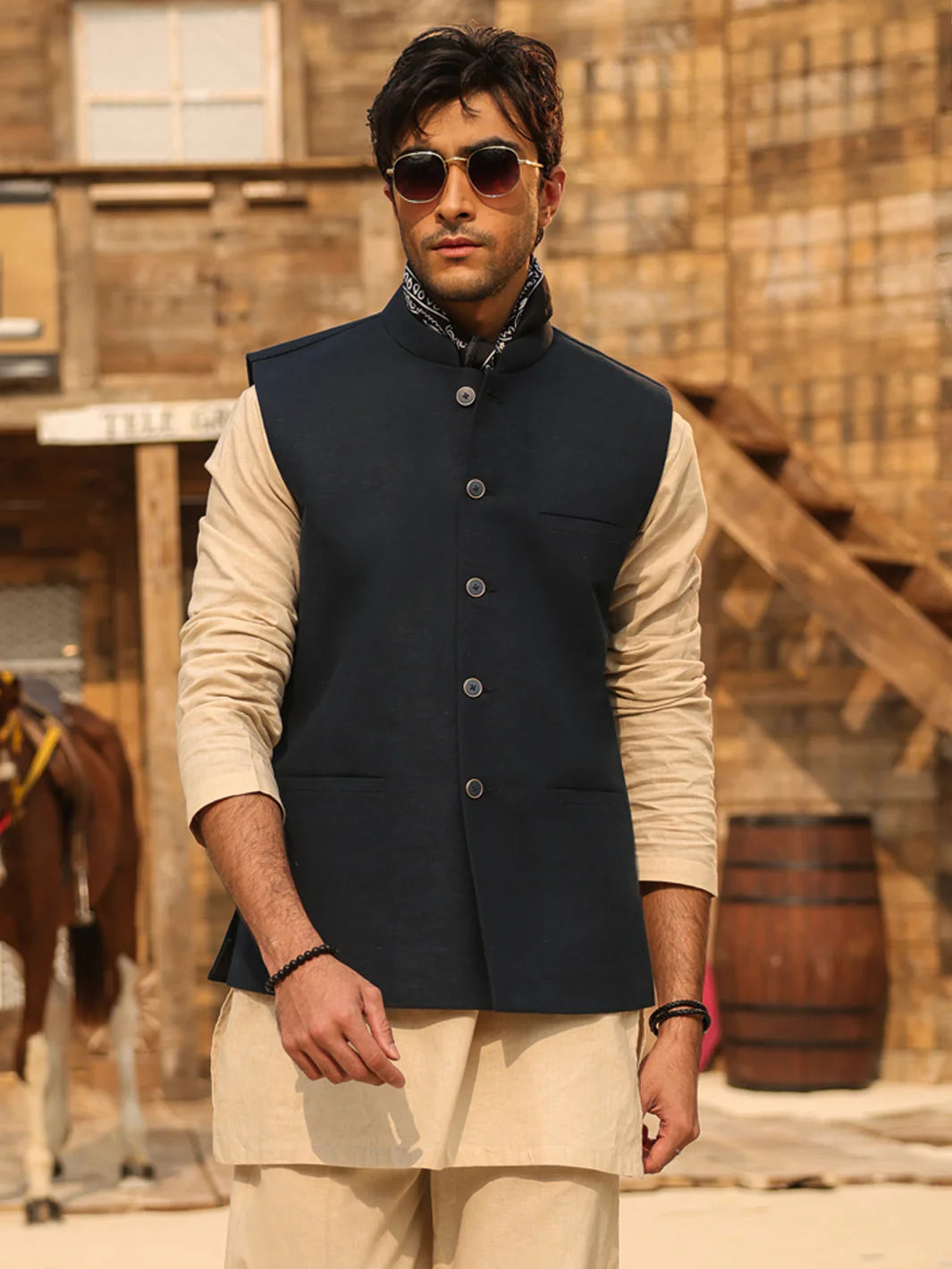 NAVY BLUE WAISTCOAT - AL-WC-632