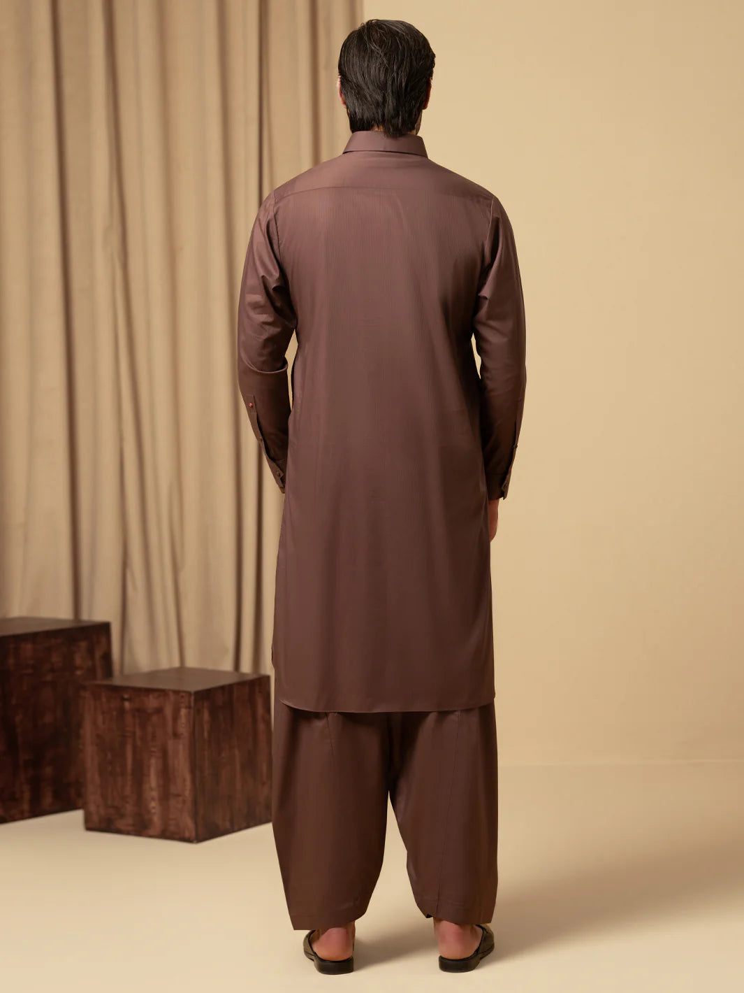 BROWN COTTON KAMEEZ SHALWAR - ALWA-KS-543