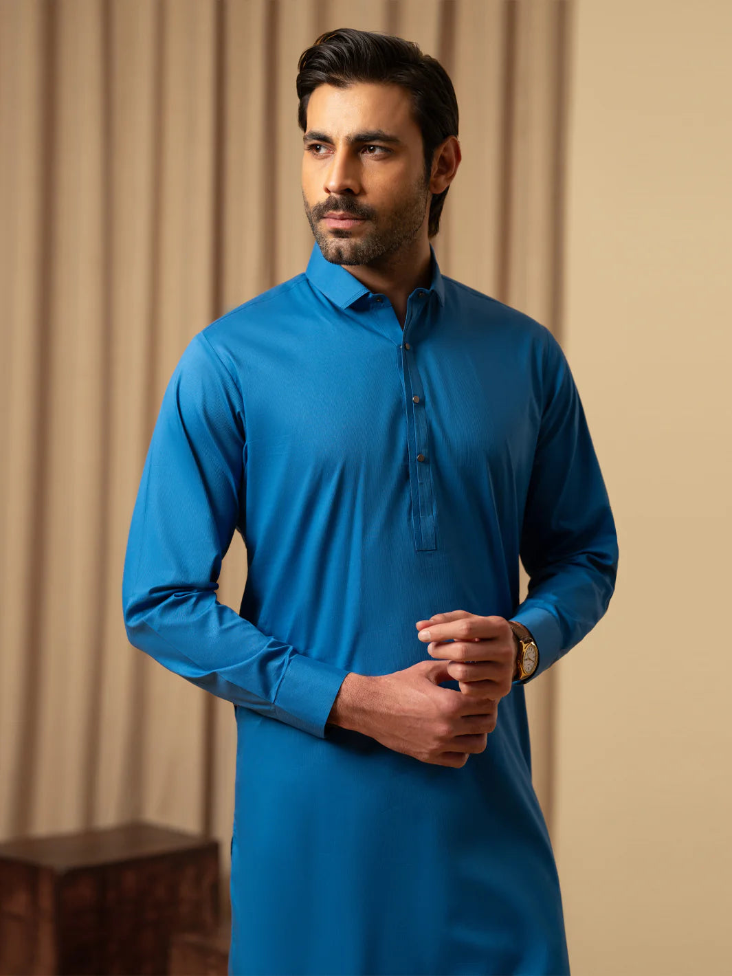 BLUE COTTON KAMEEZ SHALWAR - ALWA-KS-544