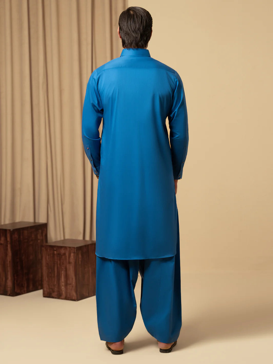BLUE COTTON KAMEEZ SHALWAR - ALWA-KS-544