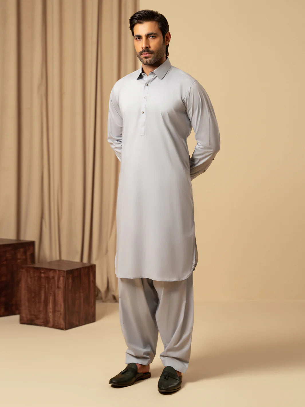 LIGHT BLUE COTTON KAMEEZ SHALWAR - ALWA-KS-545