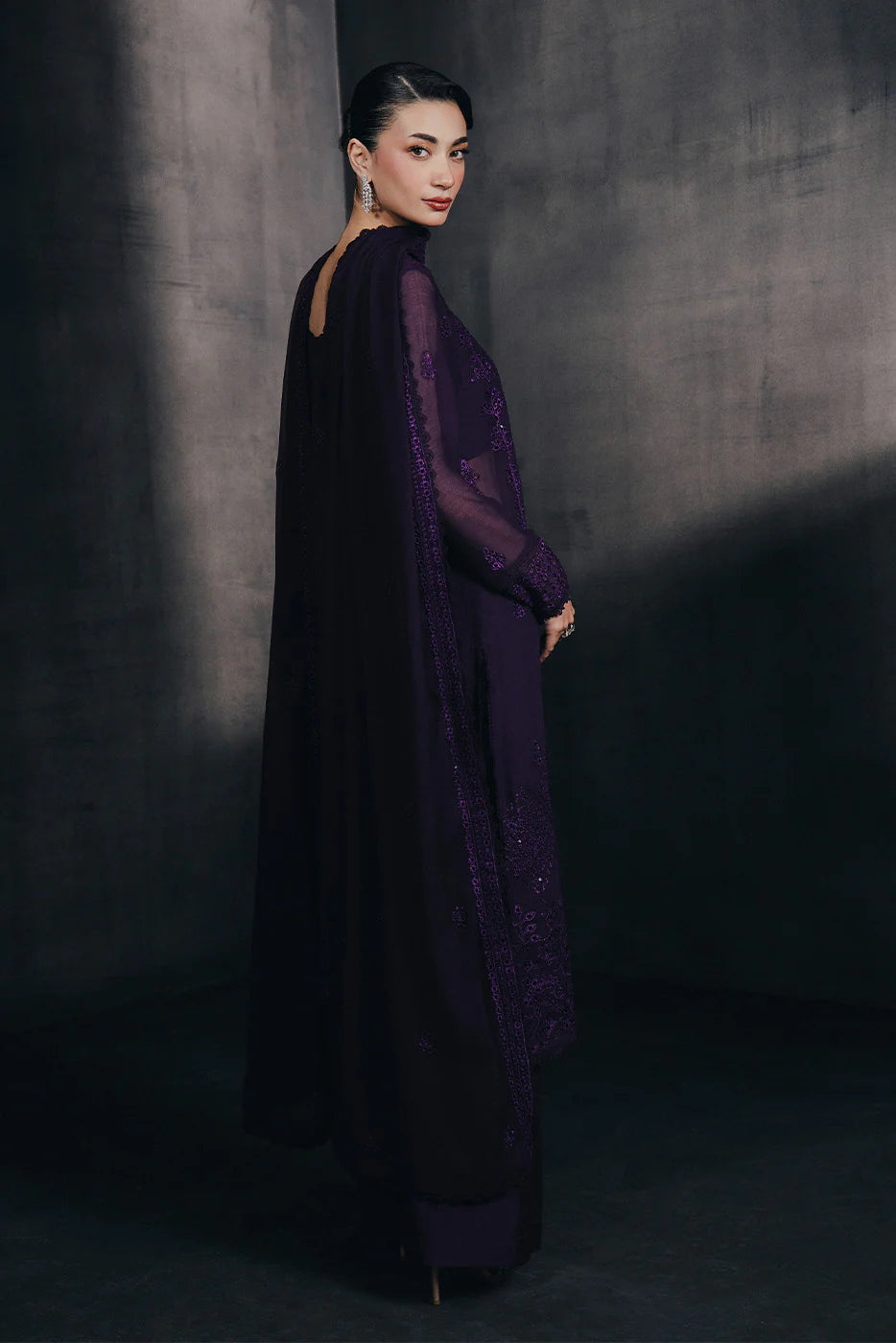 4 PIECE EMBROIDERED CHIFFON SUIT-EMINENCE GLOW (UNSTITCHED)
