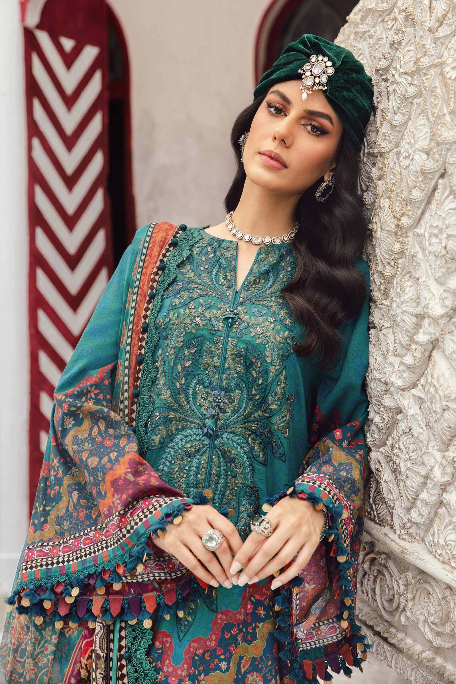 3 Piece Unstitched Embroidered Cambric Suit | MPT-2710-B