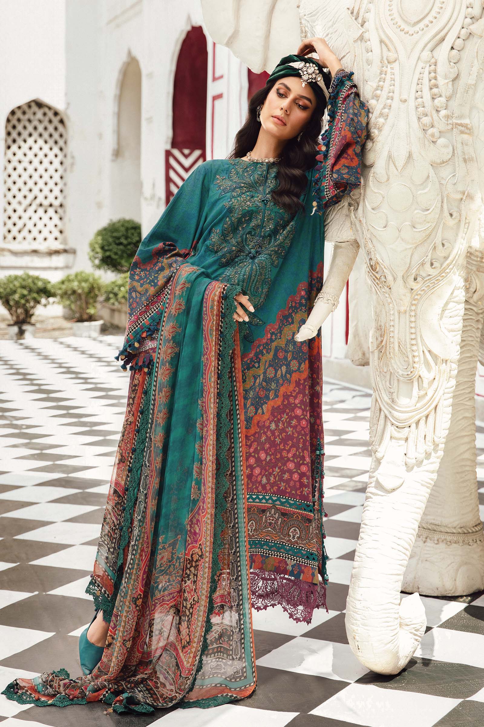 3 Piece Unstitched Embroidered Cambric Suit | MPT-2710-B