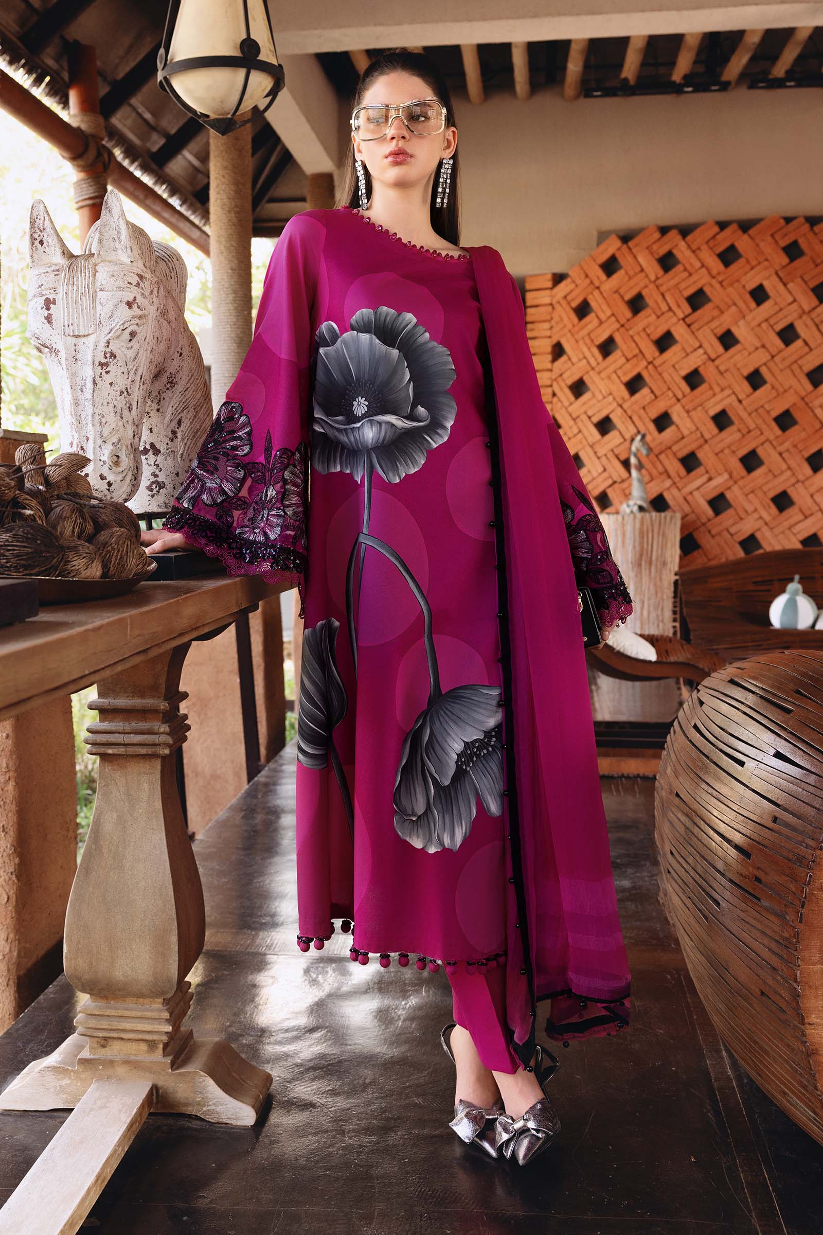 3 Piece Unstitched Embroidered Lawn Suit