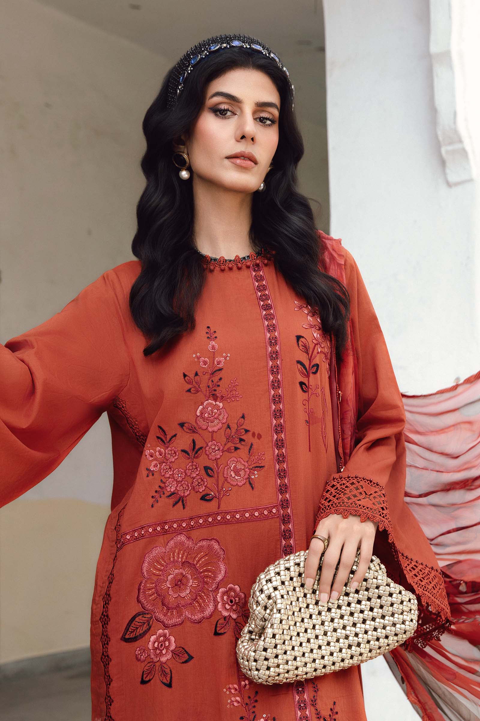 3 Piece Unstitched Embroidered Cambric Suit | MPT-2701-B