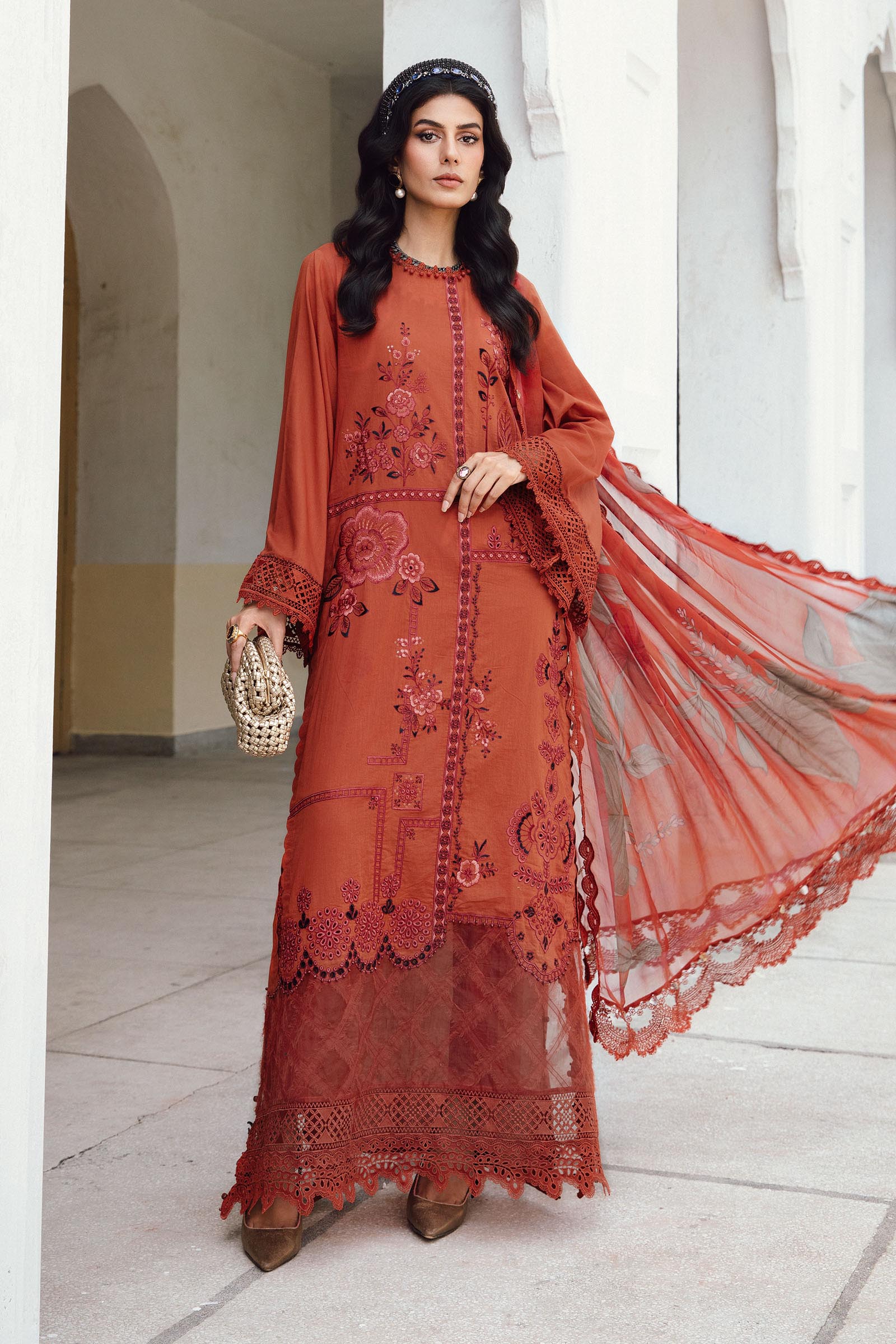 3 Piece Unstitched Embroidered Cambric Suit | MPT-2701-B