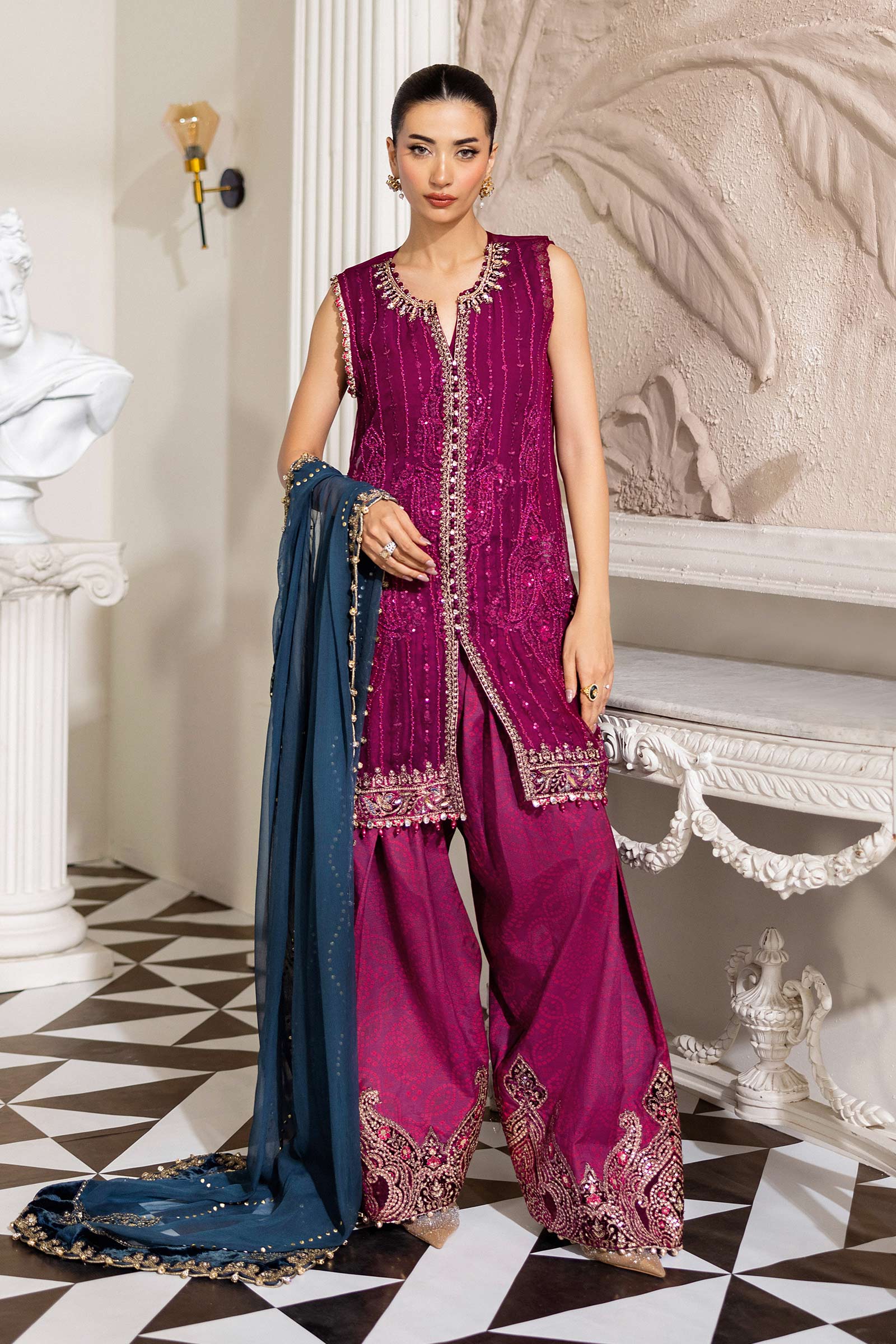 3 Piece Unstitched Embroidered Chiffon Suit | MPC-25-102