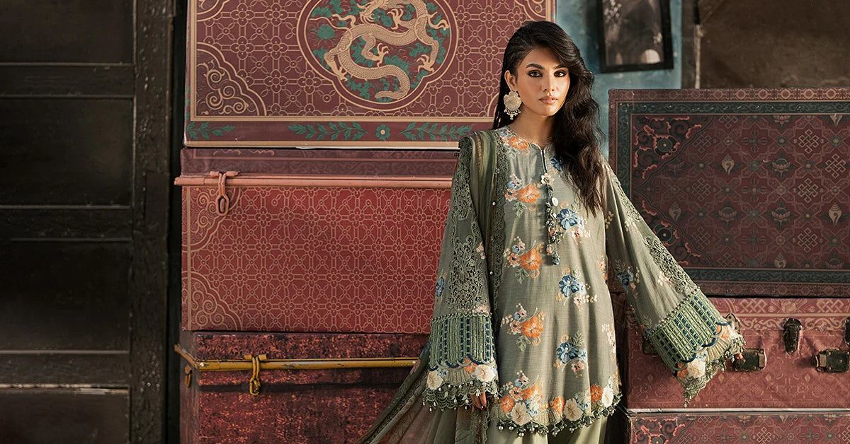 3 Piece Unstitched Embroidered Cambric Suit