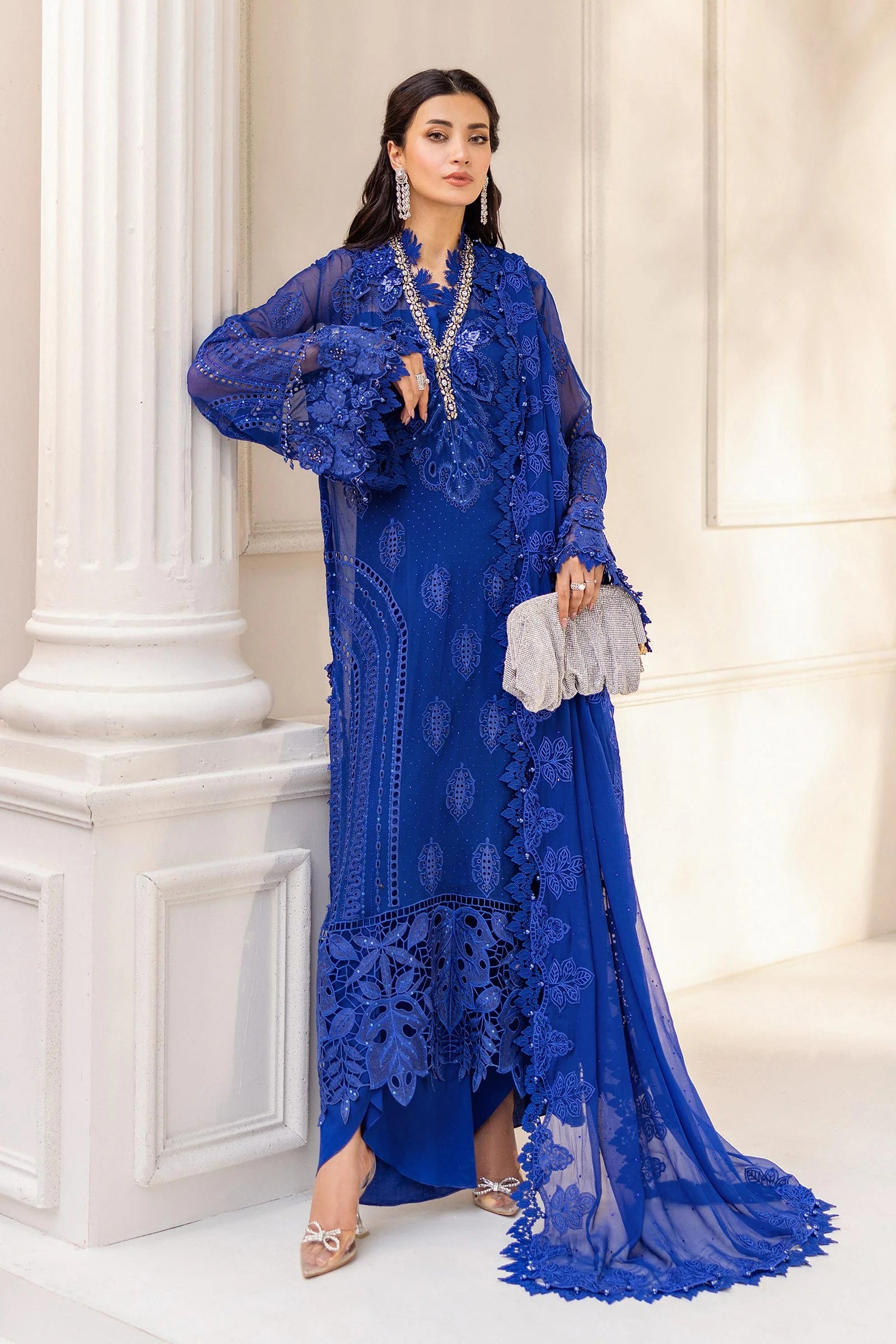 3 Piece Unstitched Embroidered Chiffon Suit | MPC-25-103