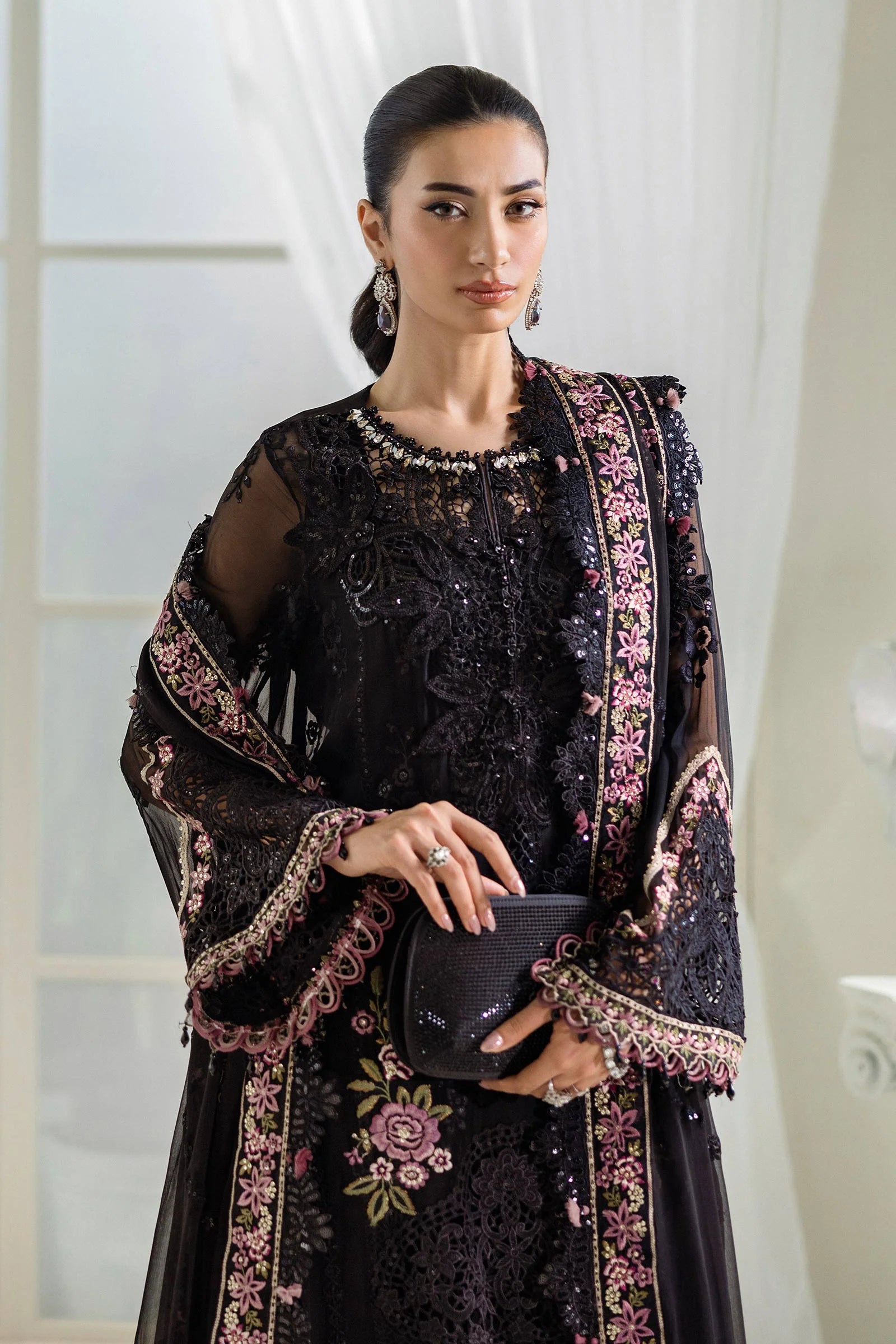 3 Piece Unstitched Embroidered Chiffon Suit | MPC-25-104