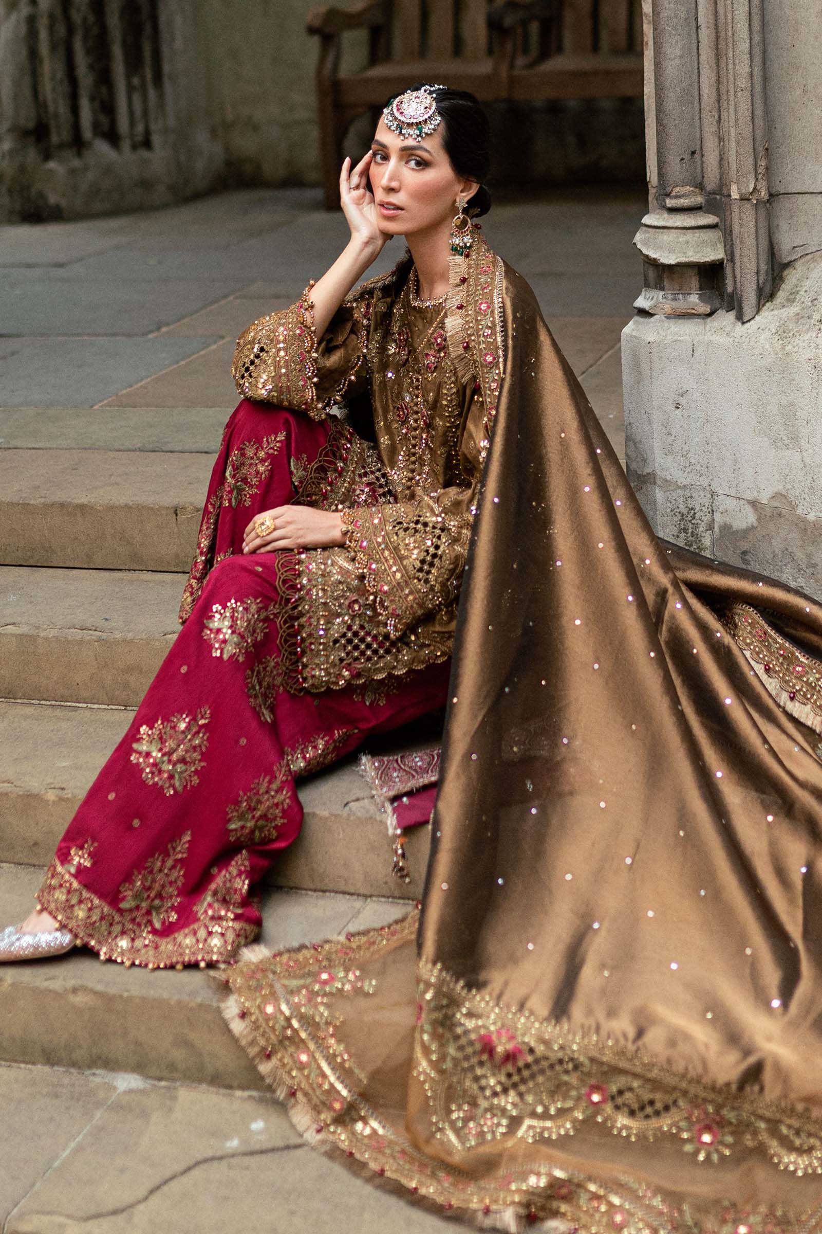 3 Piece Unstitched Embroidered Raw Silk Suit