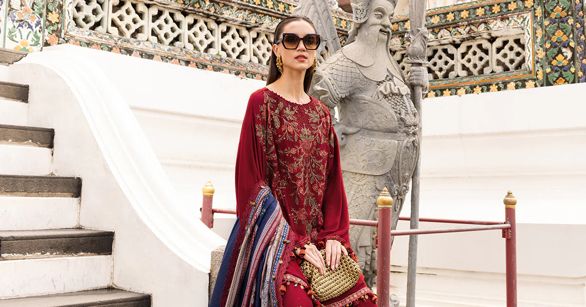 3 Piece Unstitched Embroidered Twill Linen Suit