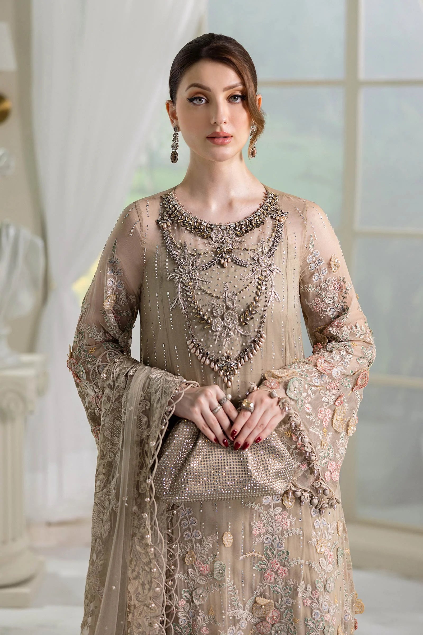 3 Piece Unstitched Embroidered Chiffon Suit | MPC-25-107