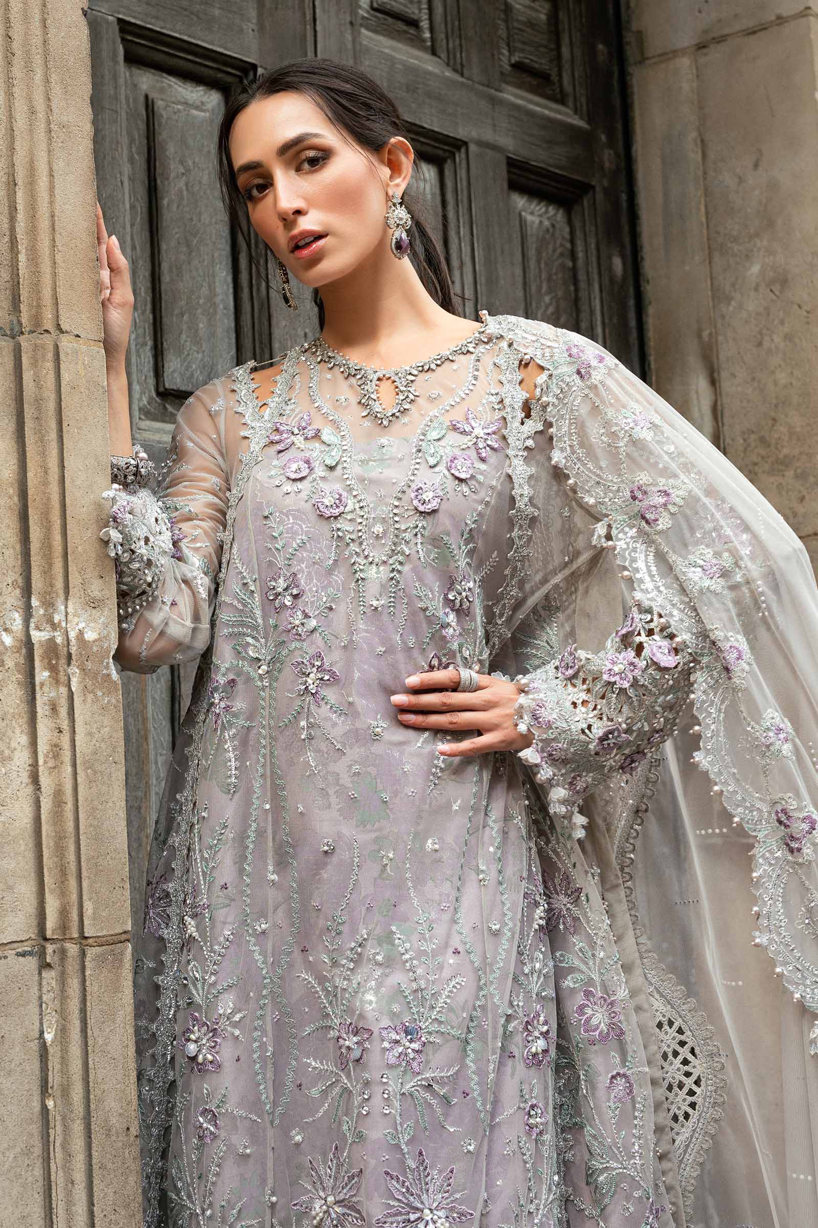 3 Piece Unstitched Embroidered Net Suit