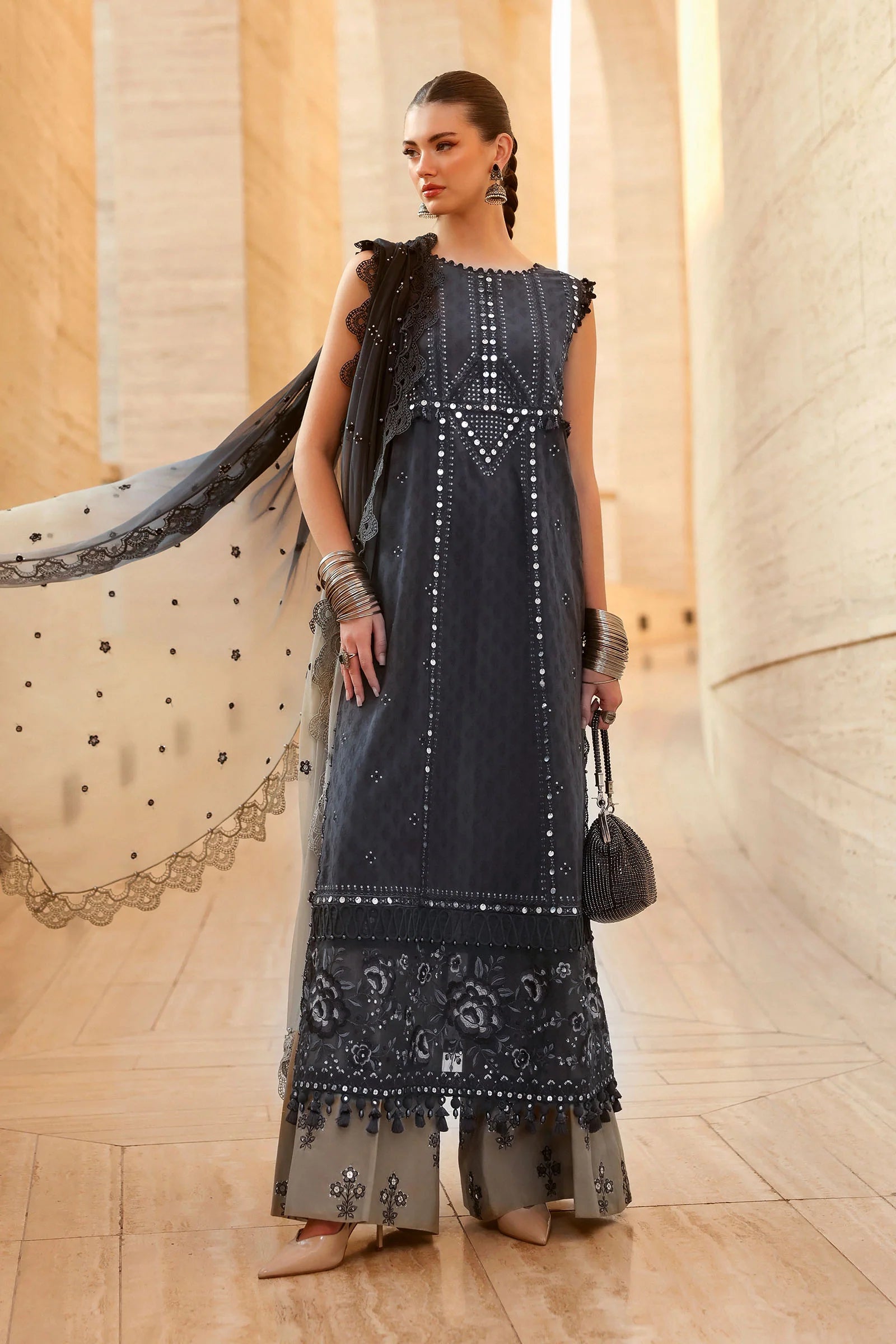 3 Piece Unstitched Embroidered Jacquard Lawn Suit