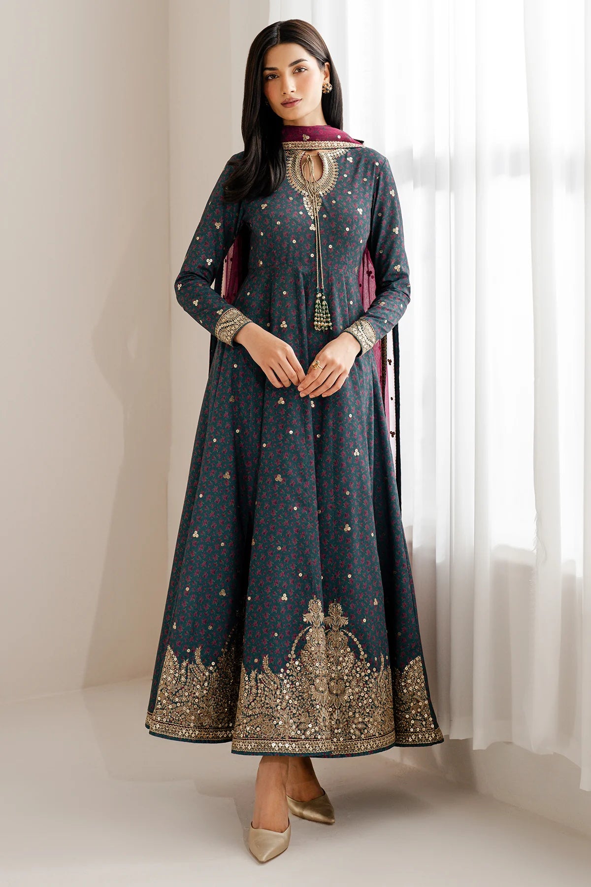 EMBROIDERED RAW SILK UR-7058