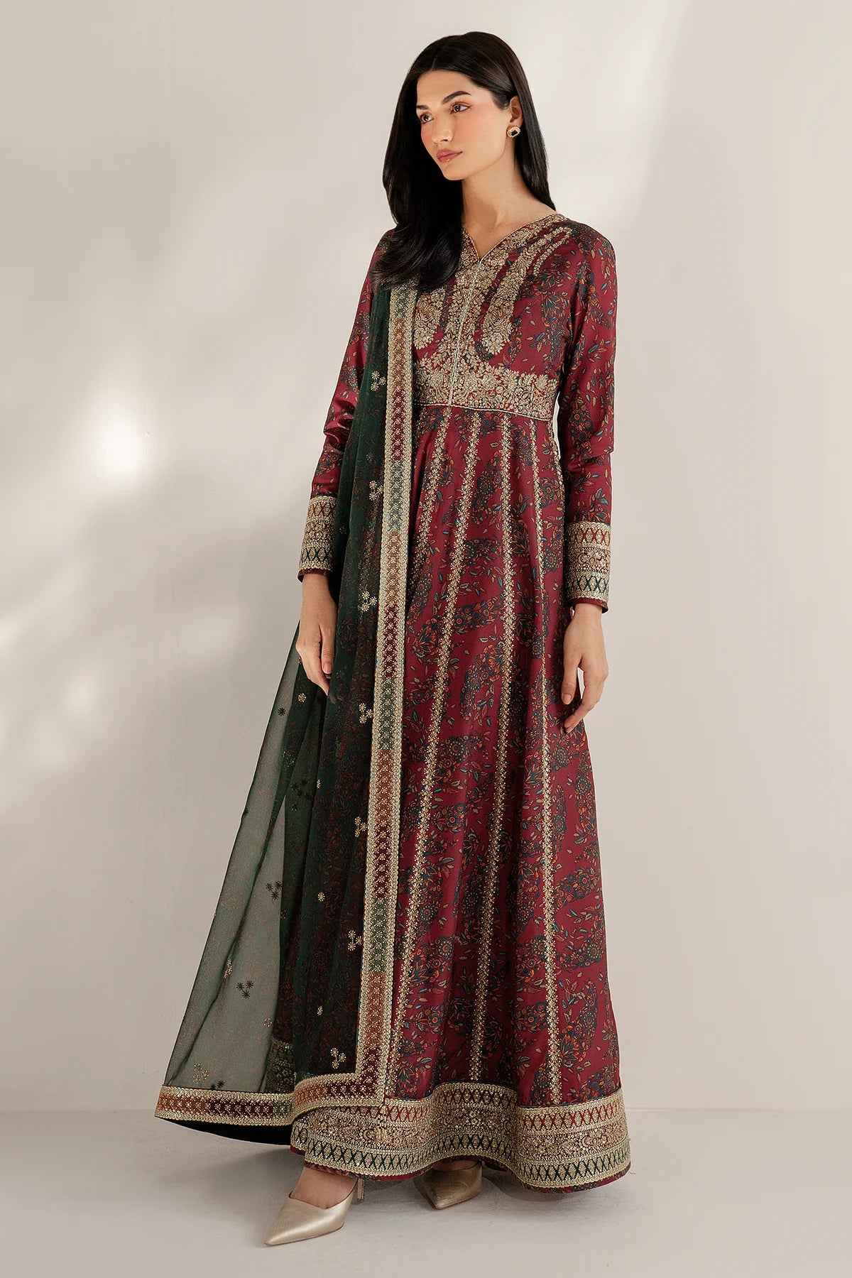 EMBROIDERED RAW SILK UR-7055