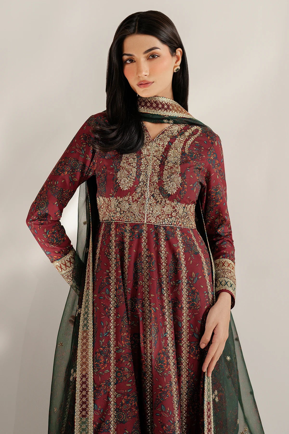EMBROIDERED RAW SILK UR-7055