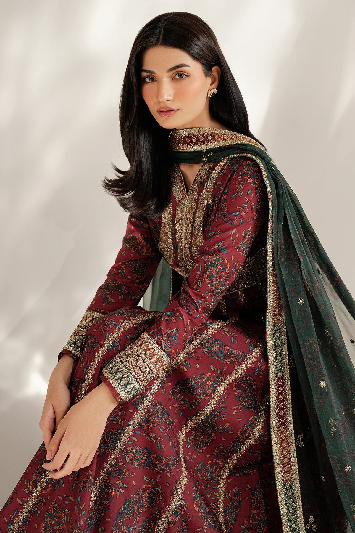 EMBROIDERED RAW SILK UR-7055
