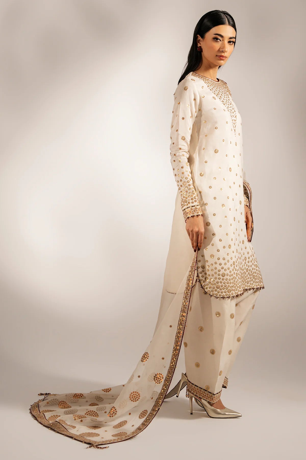 EMBROIDERED RAW SILK UR-7053