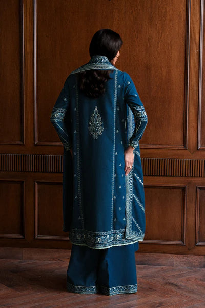 TEAL BLUE LUXURY EMBROIDERED KARANDI SET (NEL-25625)