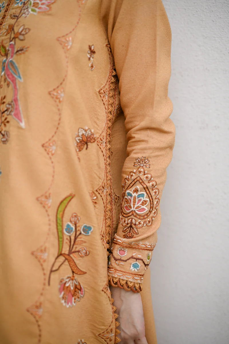 MUSTARD LUXURY EMBROIDERED KARANDI SET (NEL-25631)