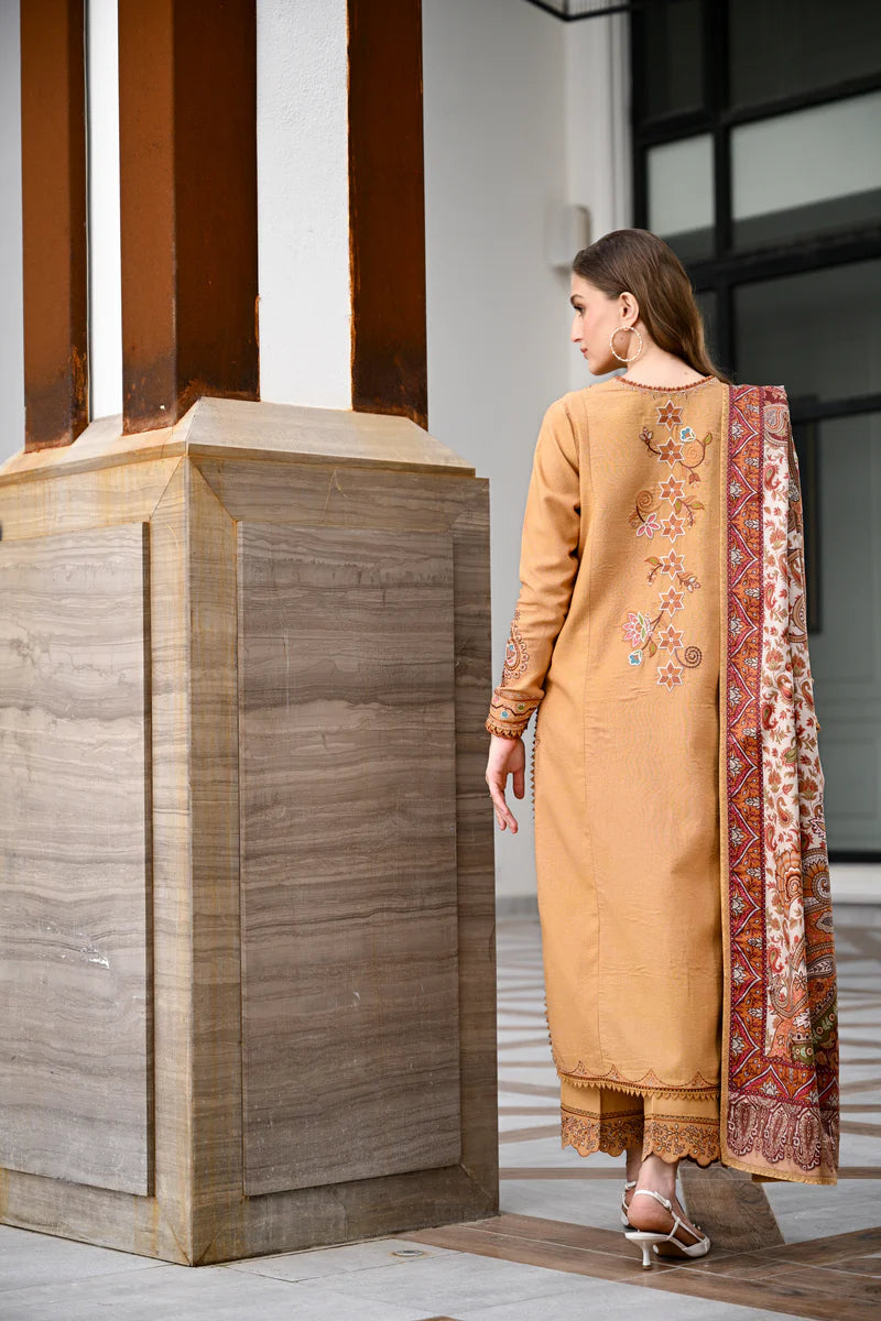 MUSTARD LUXURY EMBROIDERED KARANDI SET (NEL-25631)