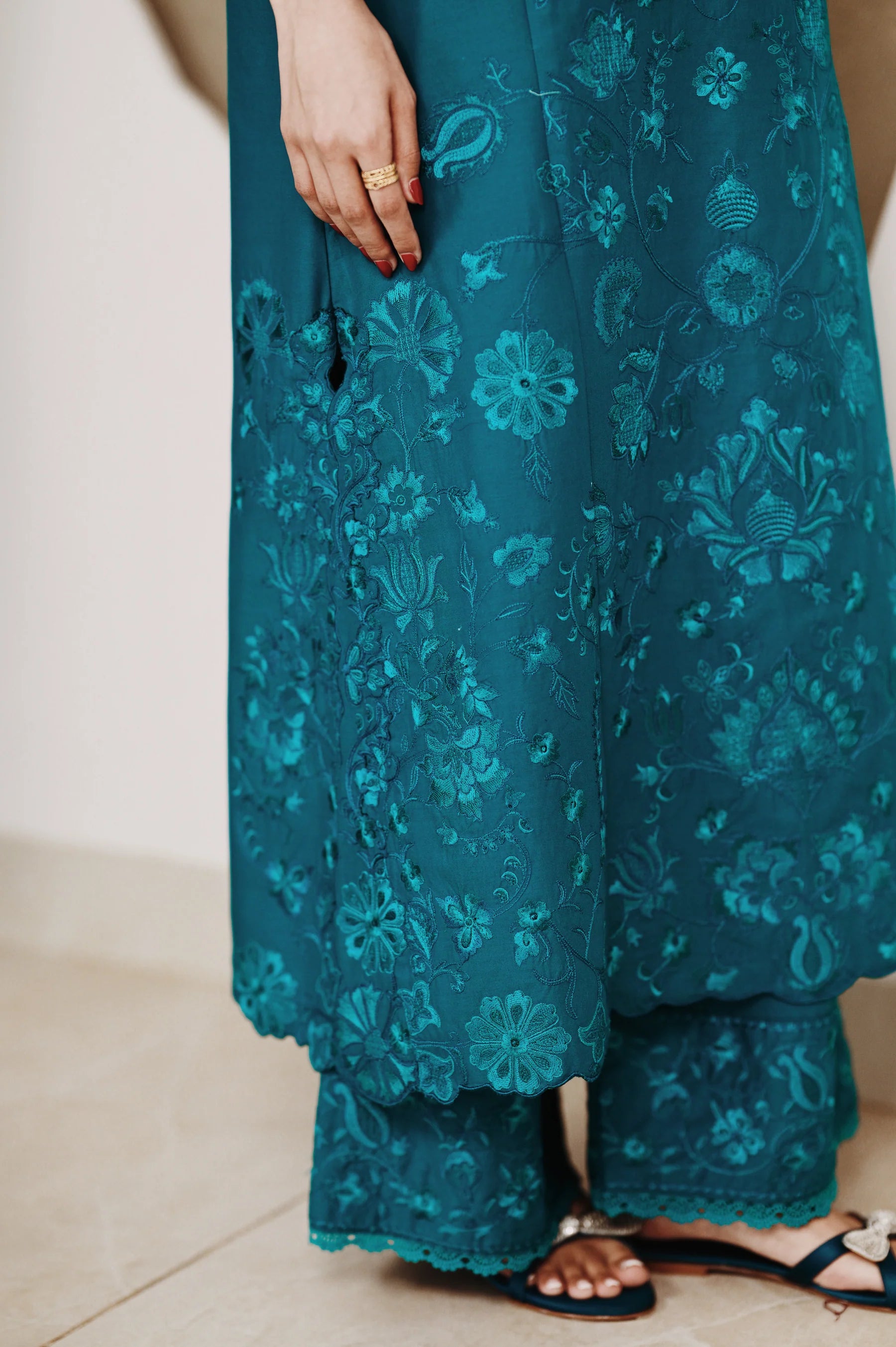 DEEP TURQUOISE LUXURY EMBROIDERED LAWN (NEL-26609) LUXURY LAWN X EID 2026