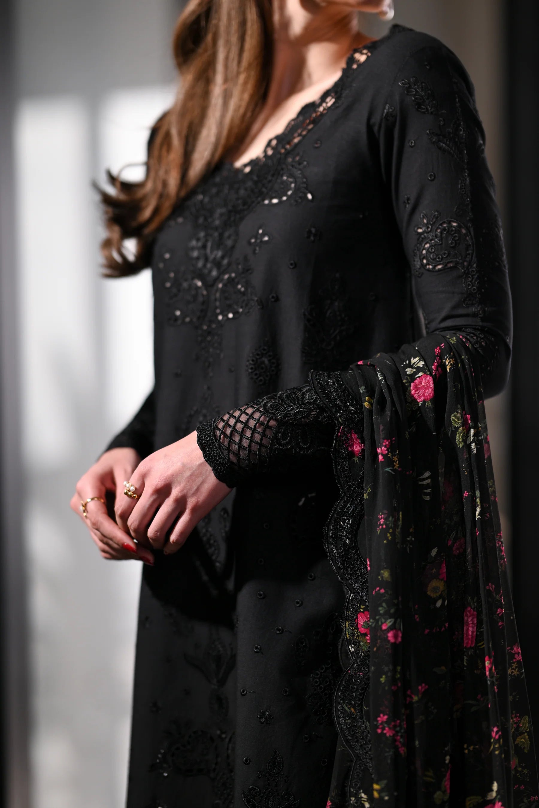 BLACK LUXURY EMBROIDERED LAWN (NEL-26602) LUXURY LAWN X EID 2026