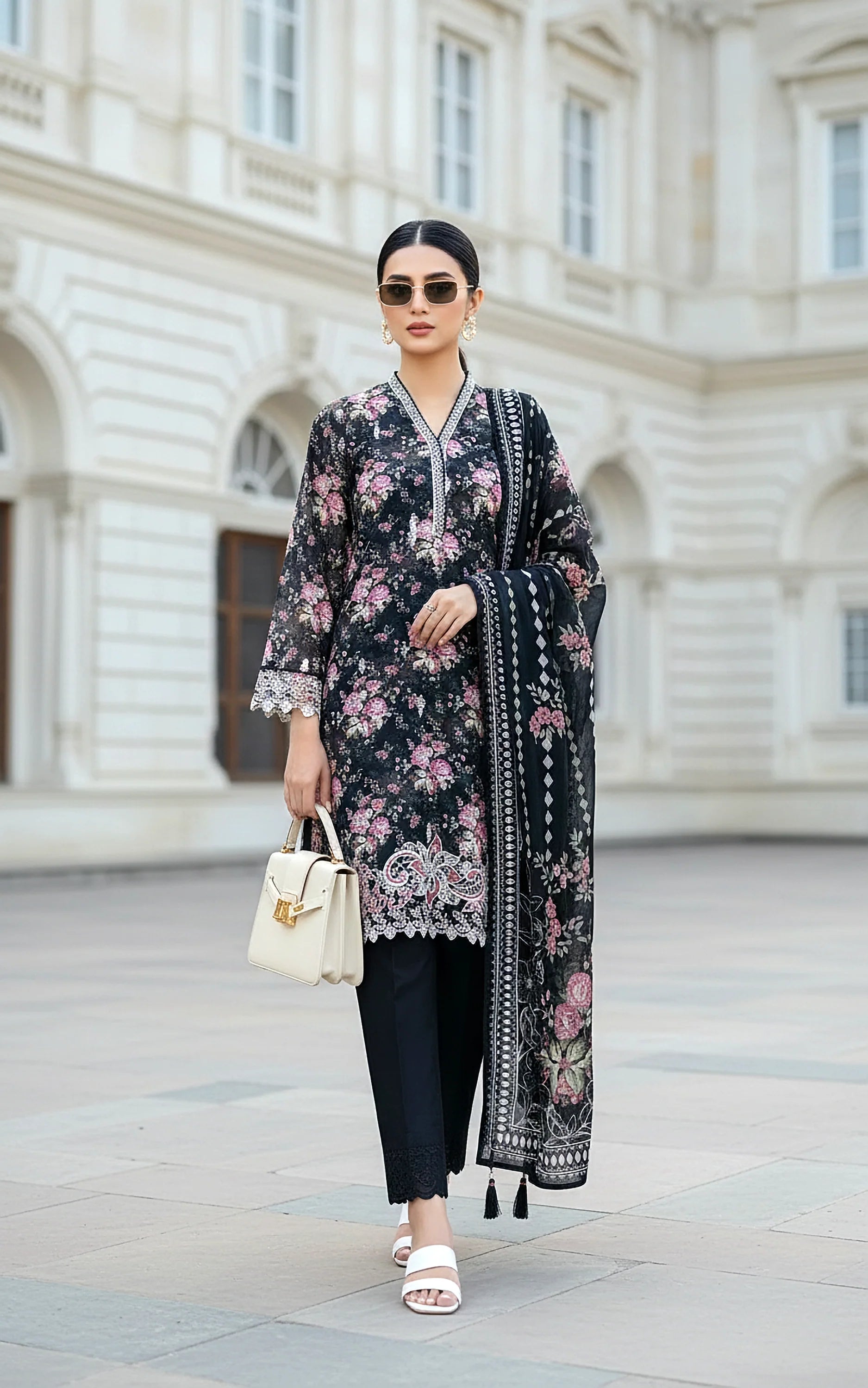 03 PIECE UNSTITCHED EMBROIDERED WITH PRINTED LAWN DUPATTA KOMAL LAWN