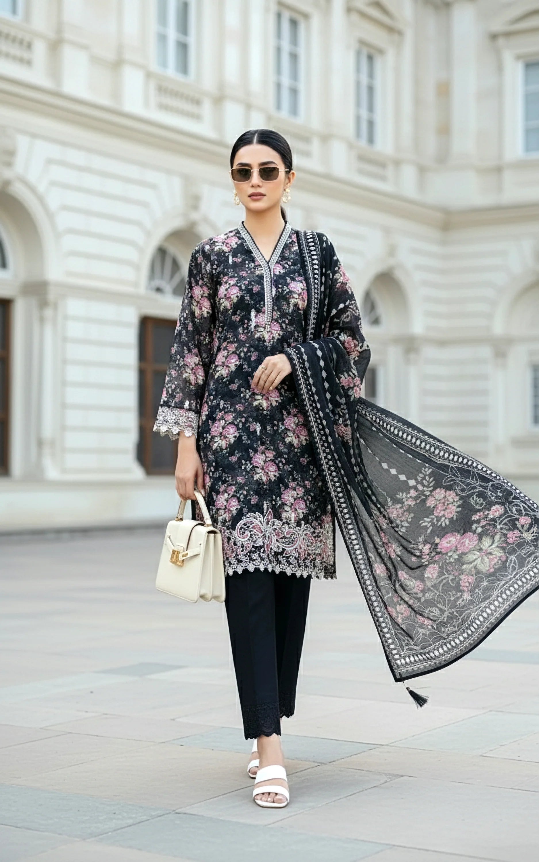 03 PIECE UNSTITCHED EMBROIDERED WITH PRINTED LAWN DUPATTA KOMAL LAWN