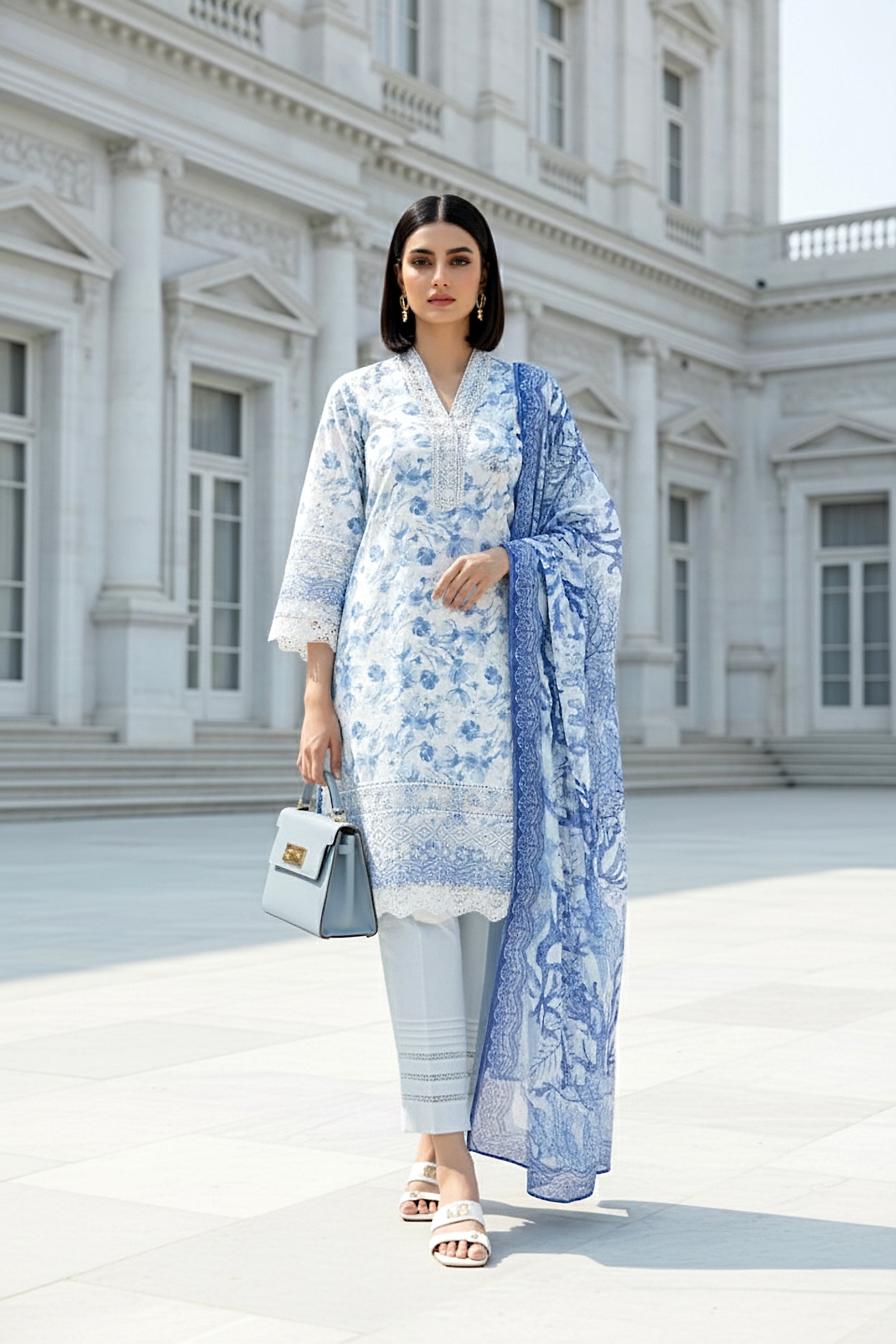 03 PIECE UNSTITCHED EMBROIDERED WITH PRINTED LAWN DUPATTA KOMAL LAWN