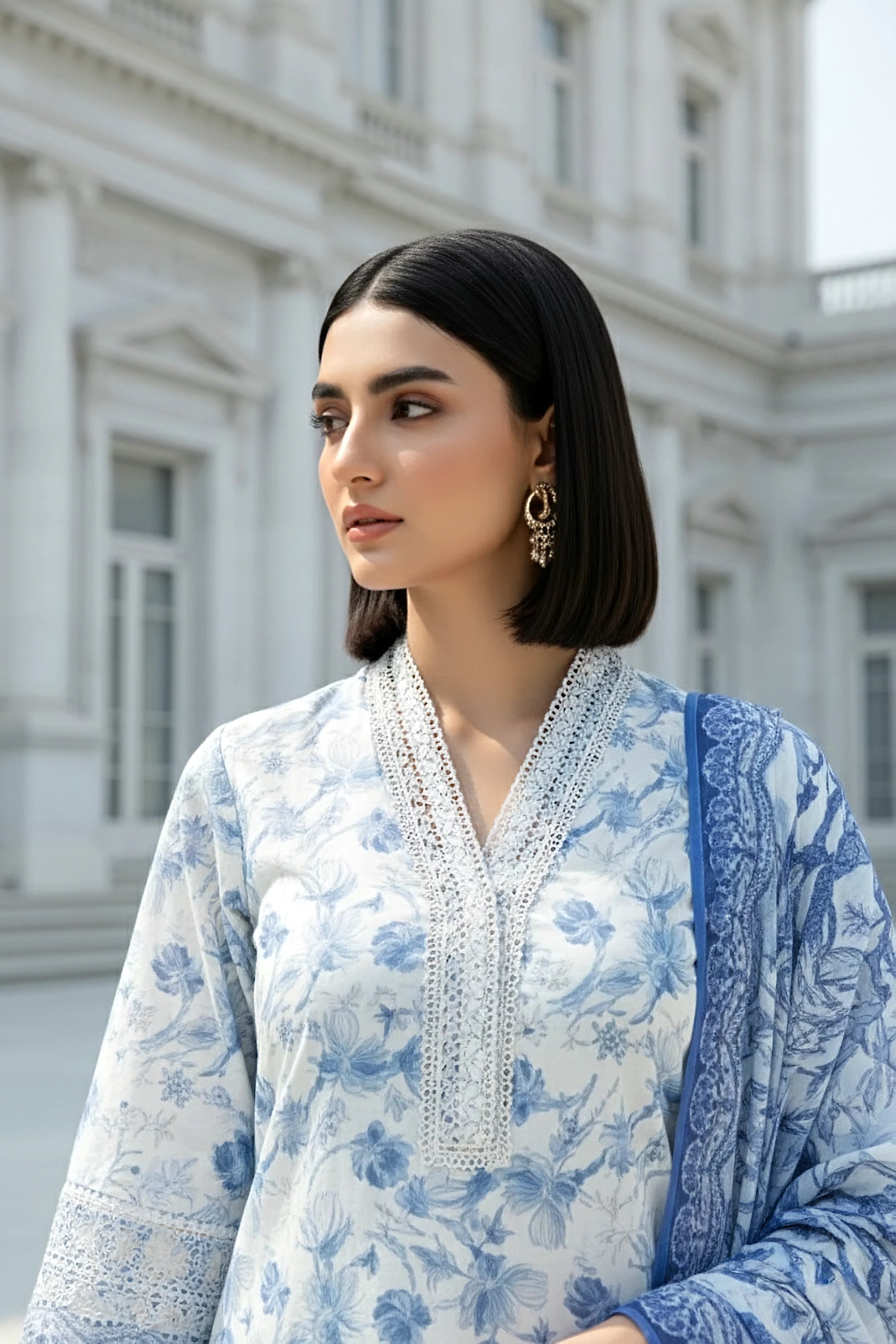 03 PIECE UNSTITCHED EMBROIDERED WITH PRINTED LAWN DUPATTA KOMAL LAWN