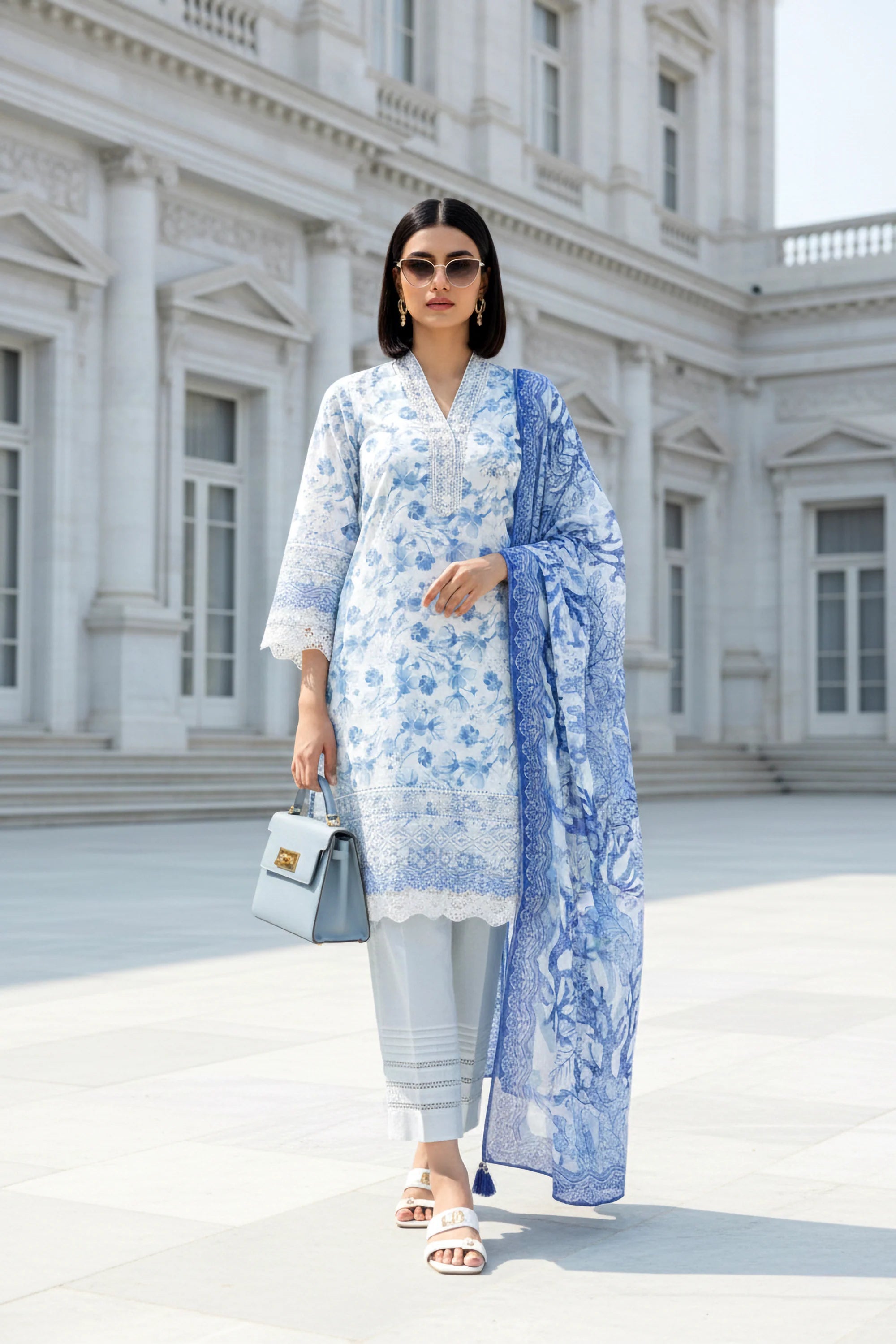 03 PIECE UNSTITCHED EMBROIDERED WITH PRINTED LAWN DUPATTA KOMAL LAWN
