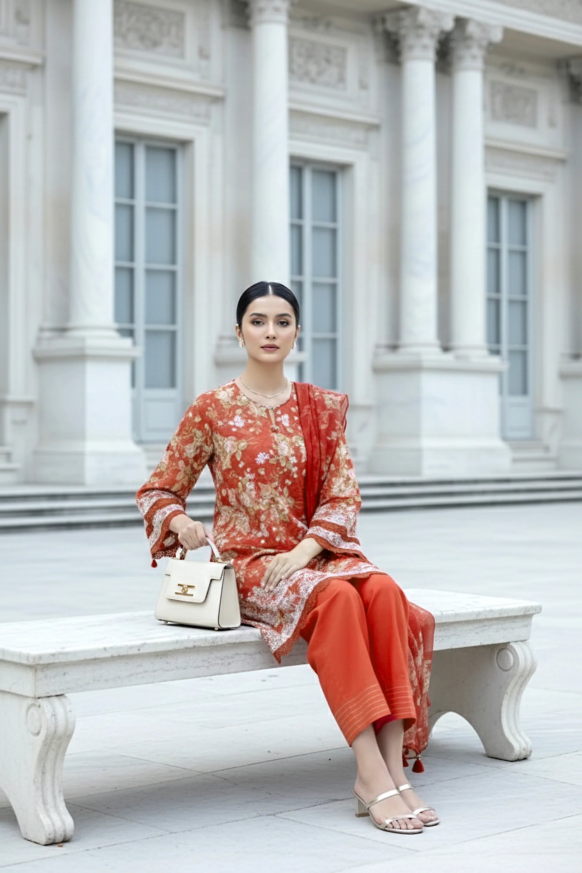 03 PIECE UNSTITCHED EMBROIDERED WITH PRINTED CHIFFON DUPATTA KOMAL LAWN