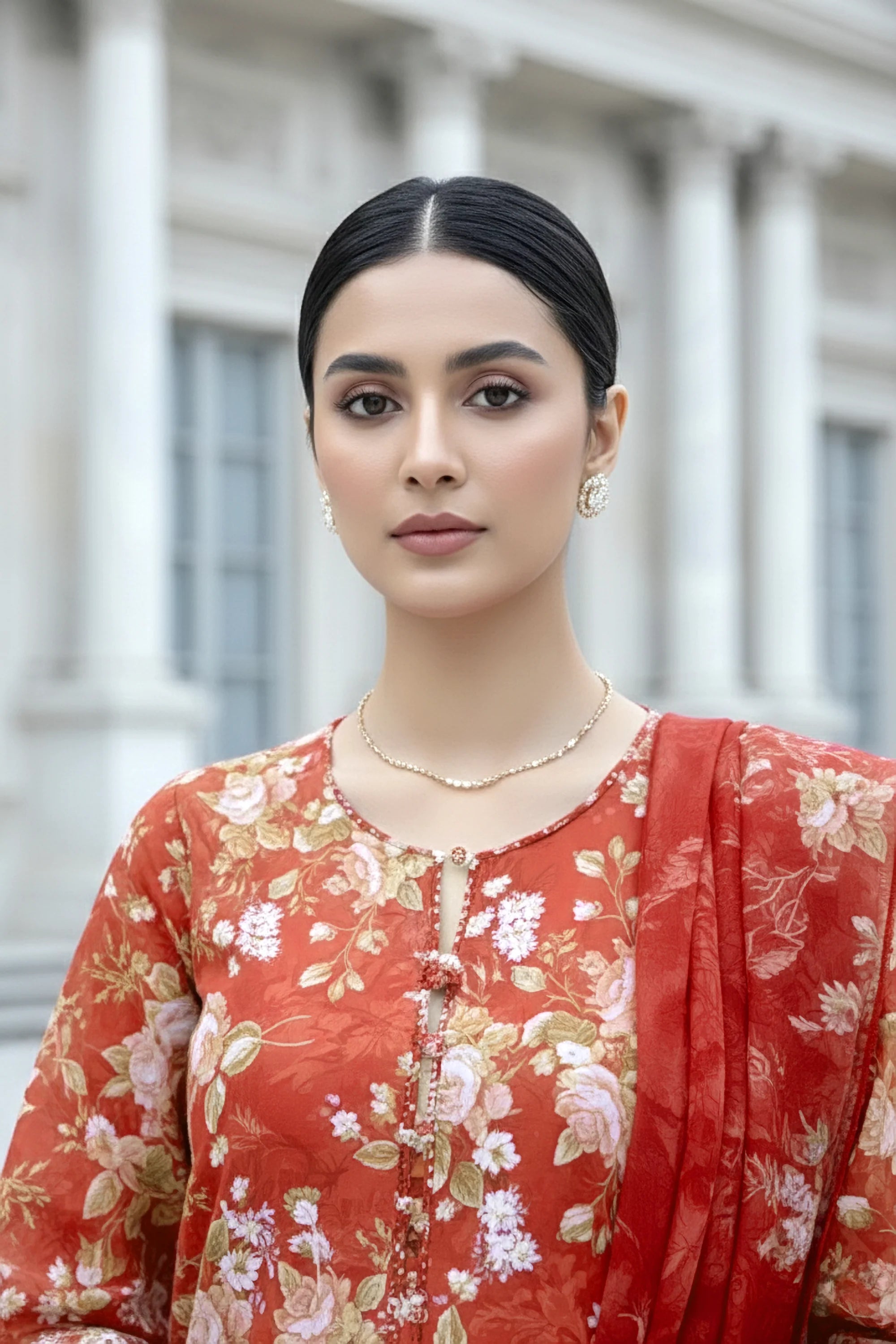 03 PIECE UNSTITCHED EMBROIDERED WITH PRINTED CHIFFON DUPATTA KOMAL LAWN