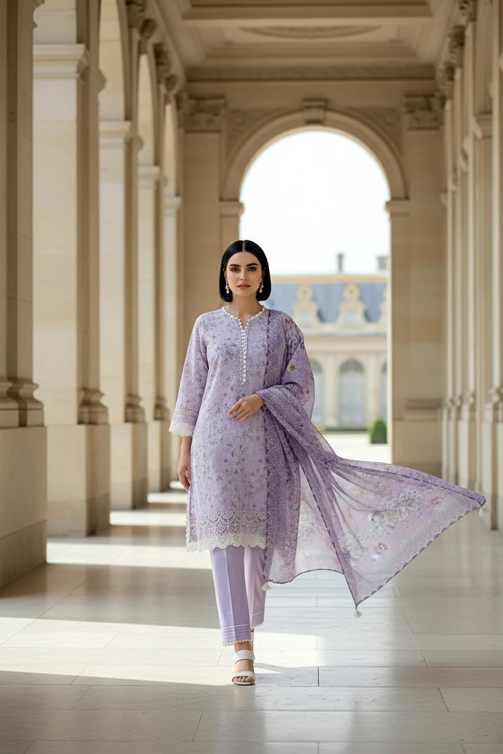 03 PIECE UNSTITCHED EMBROIDERED WITH PRINTED LAWN DUPATTA KOMAL LAWN