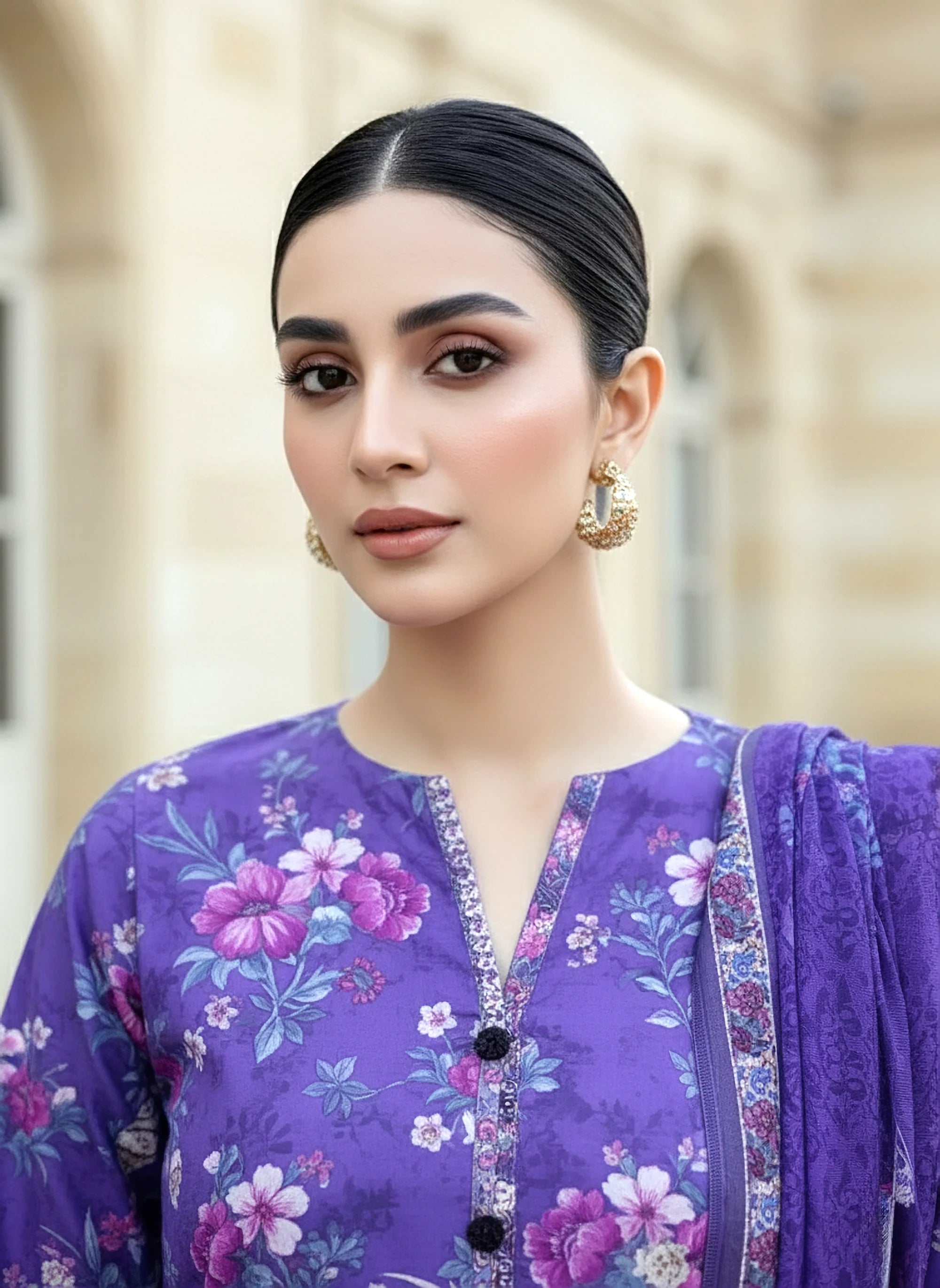 03 PIECE UNSTITCHED EMBROIDERED WITH PRINTED LAWN DUPATTA KOMAL LAWN