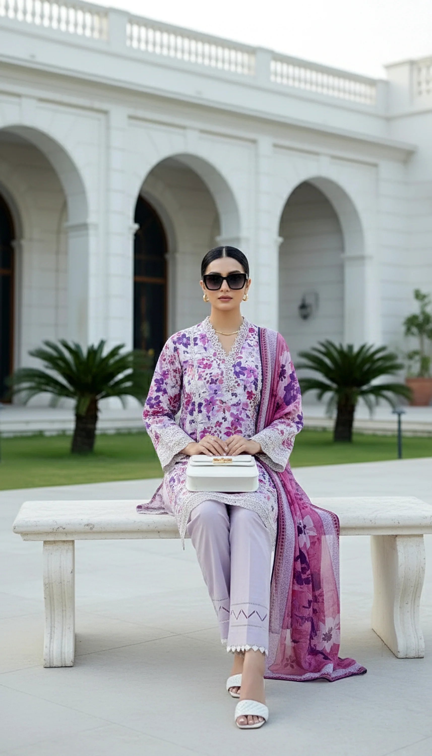 03 PIECE UNSTITCHED EMBROIDERED WITH PRINTED CHIFFON DUPATTA KOMAL LAWN