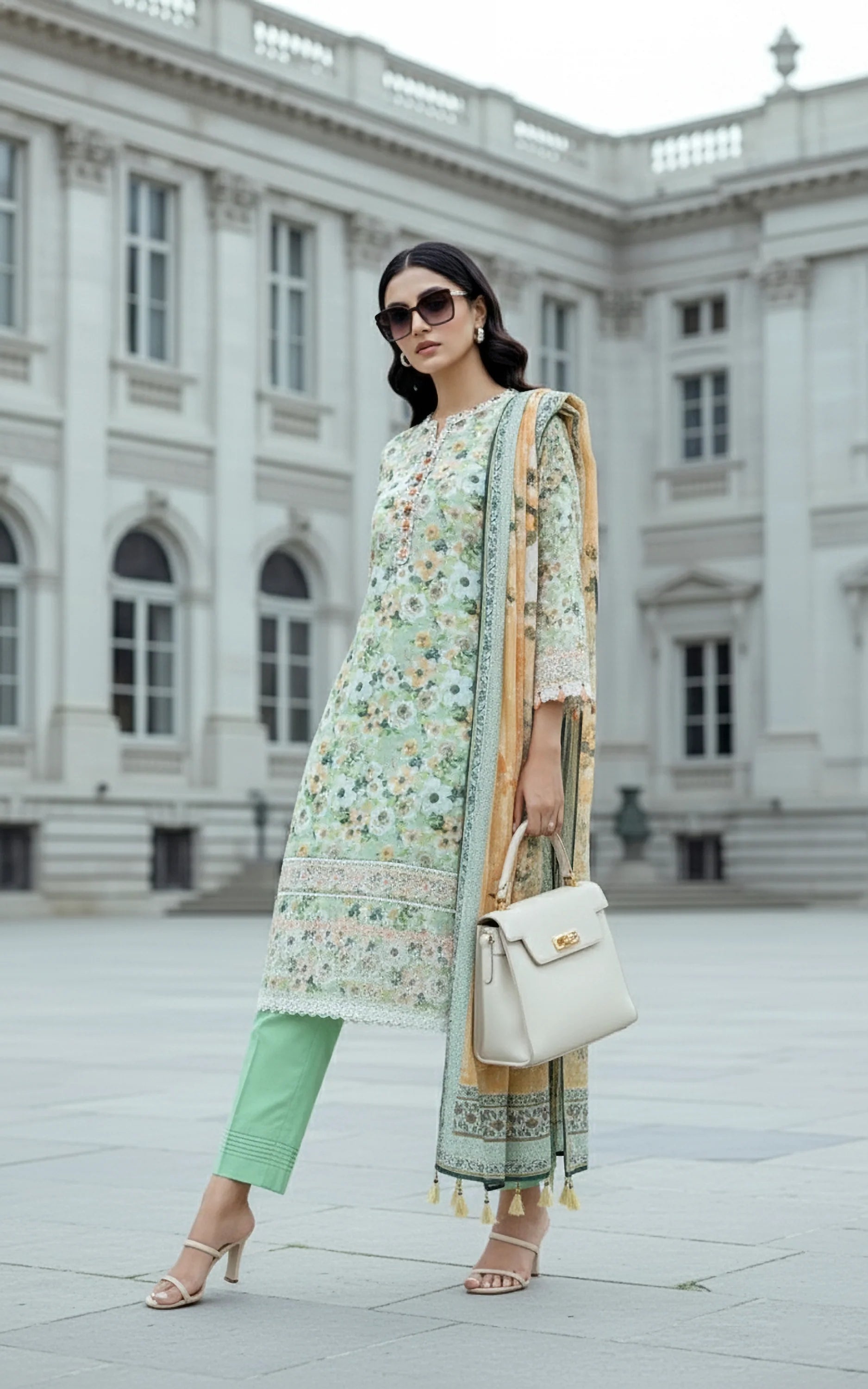 03 PIECE UNSTITCHED EMBROIDERED WITH PRINTED LAWN DUPATTA KOMAL LAWN