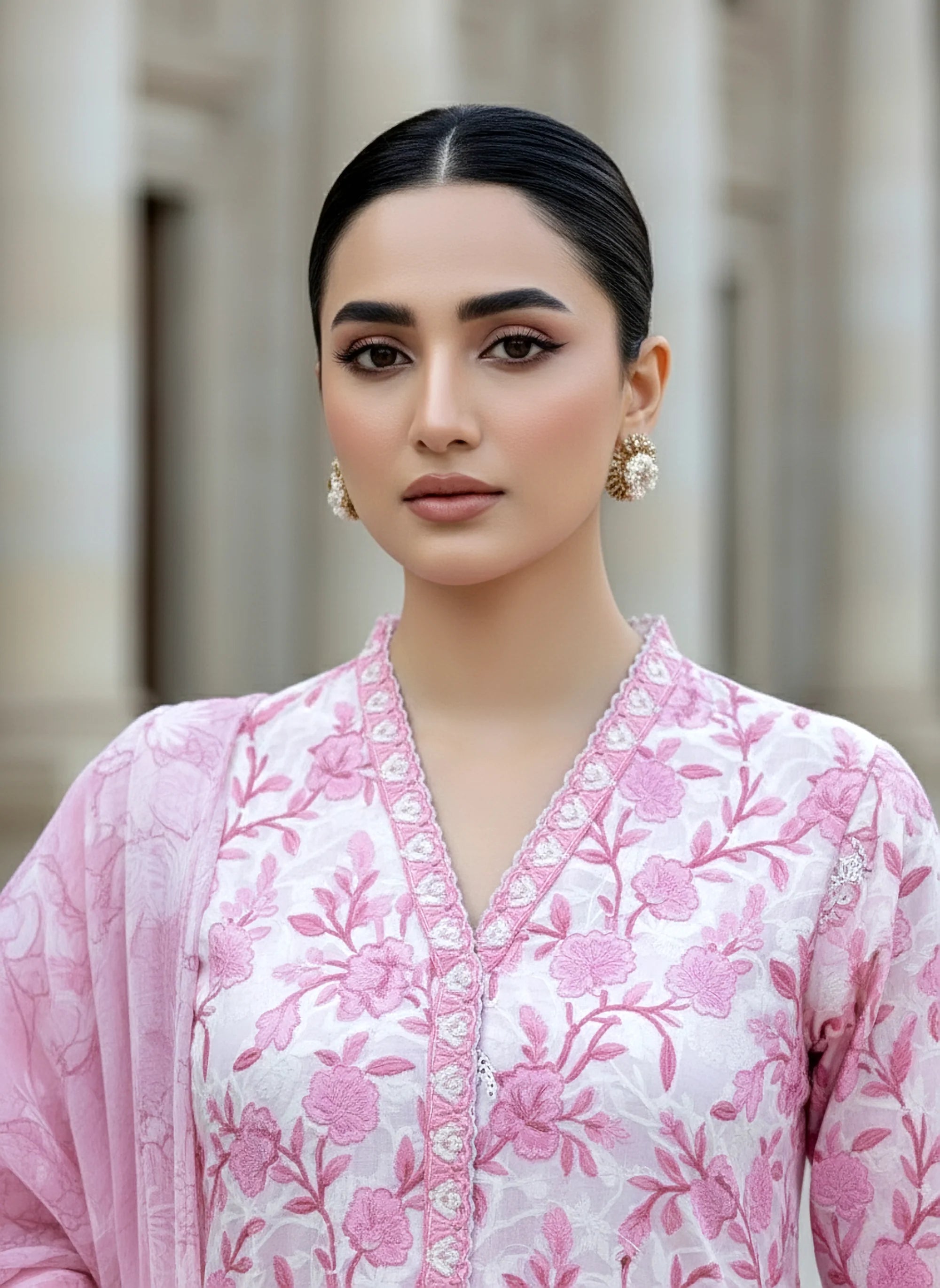 03 PIECE UNSTITCHED EMBROIDERED WITH PRINTED CHIFFON DUPATTA KOMAL LAWN
