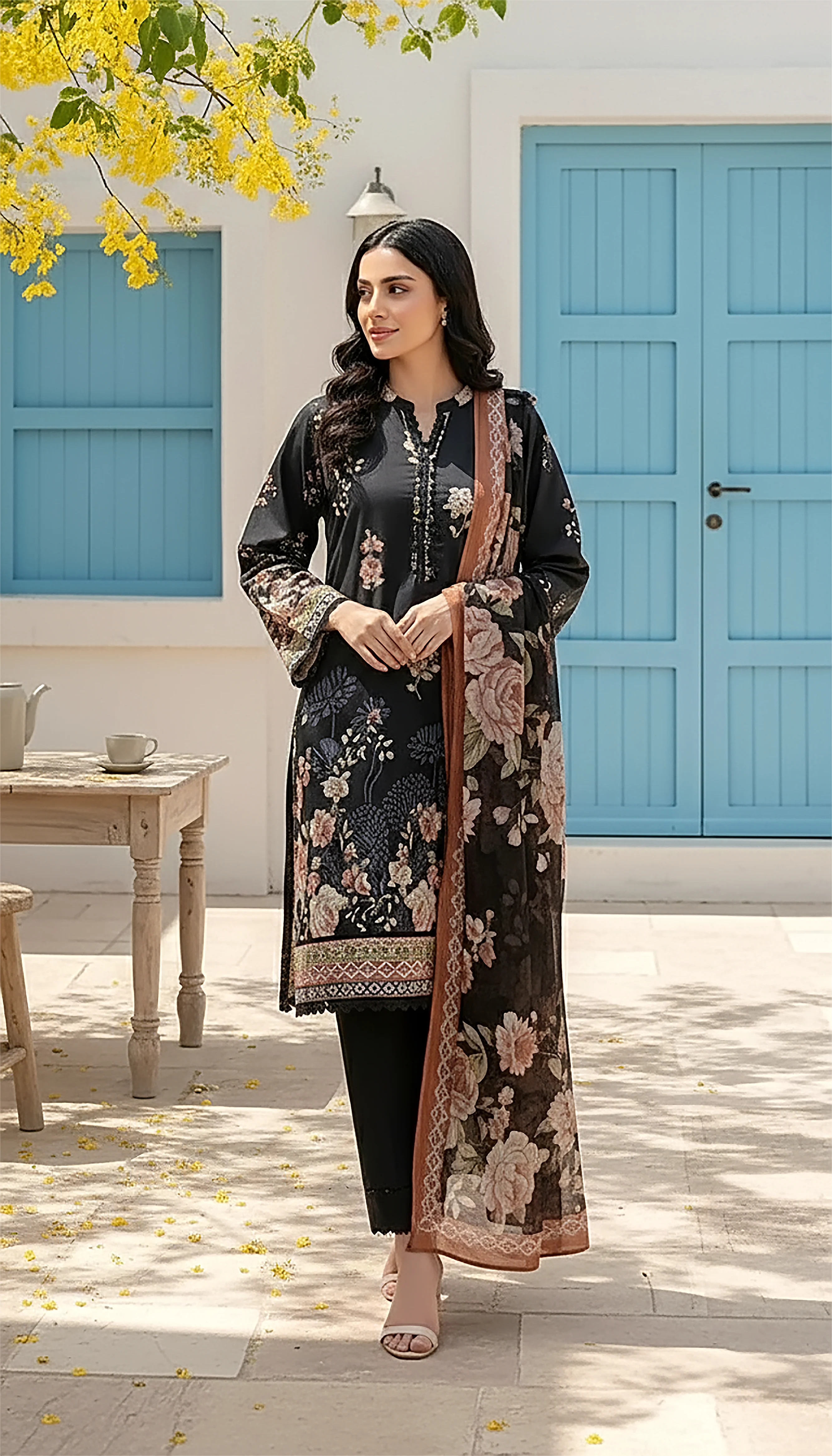 03 PIECE UNSTITCHED PRINTED LAWN