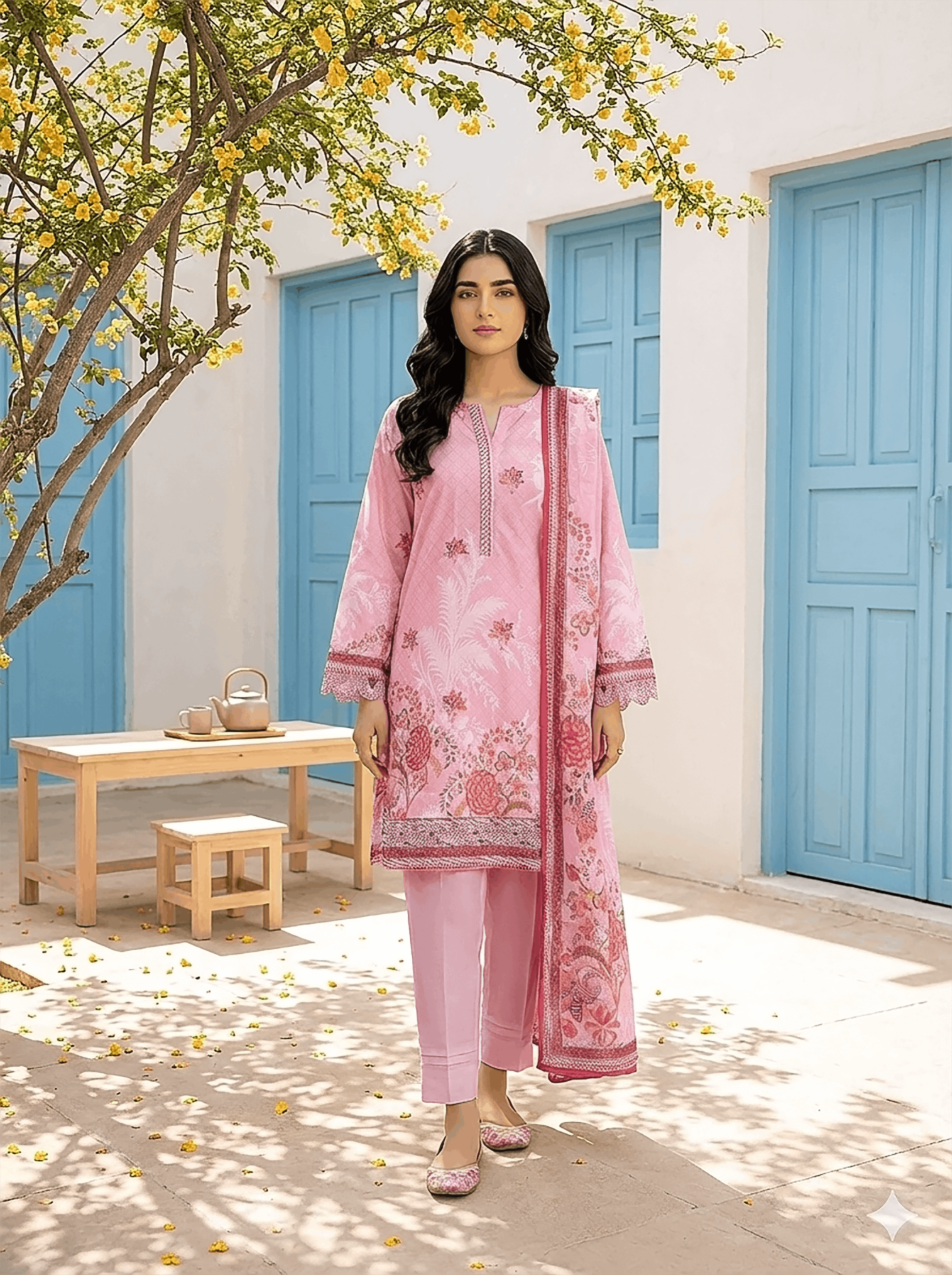 03 PIECE UNSTITCHED PRINTED LAWN