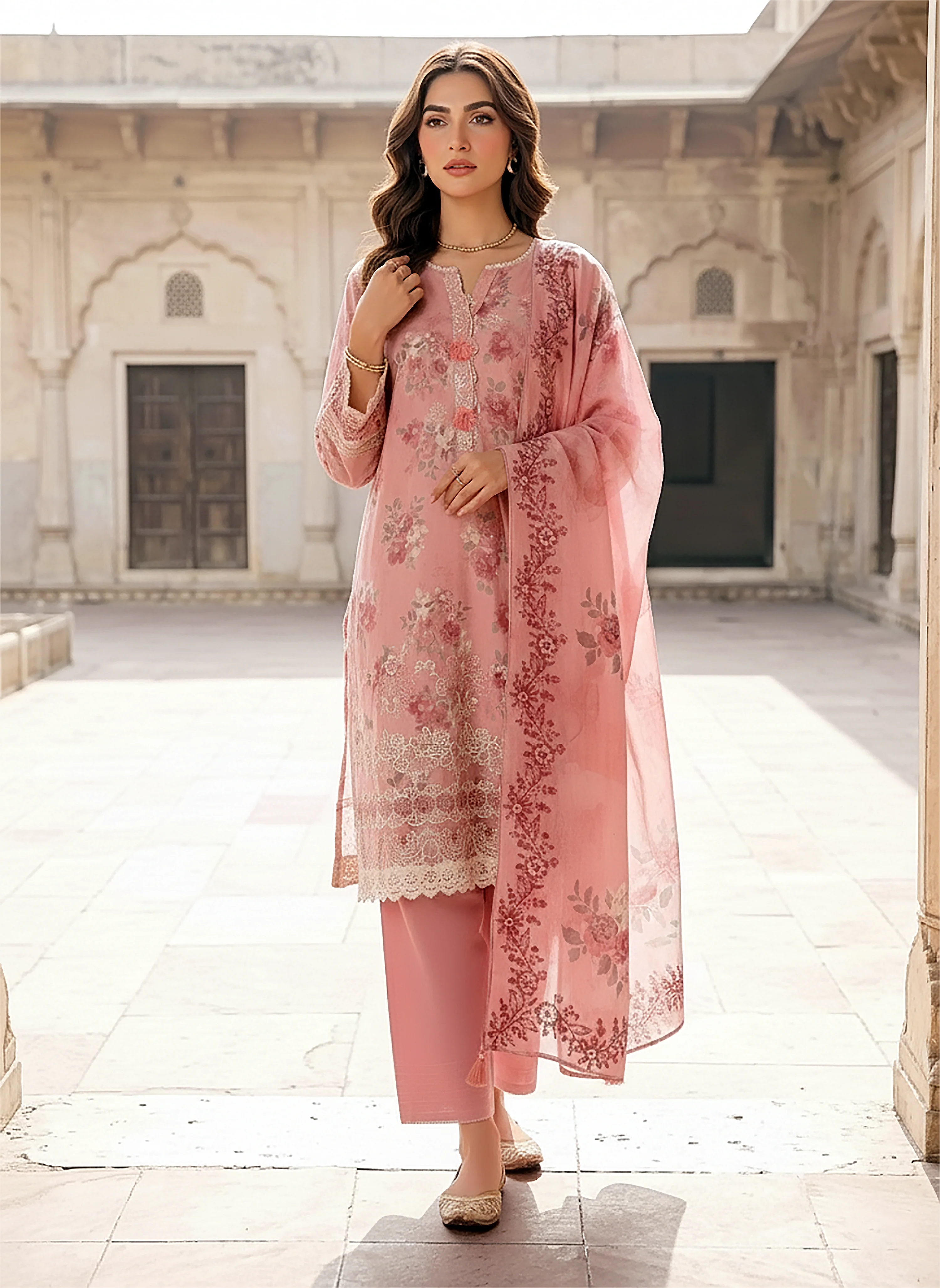 03 PIECE UNSTITCHED PRINTED EMBROIDERED KOMAL LAWN